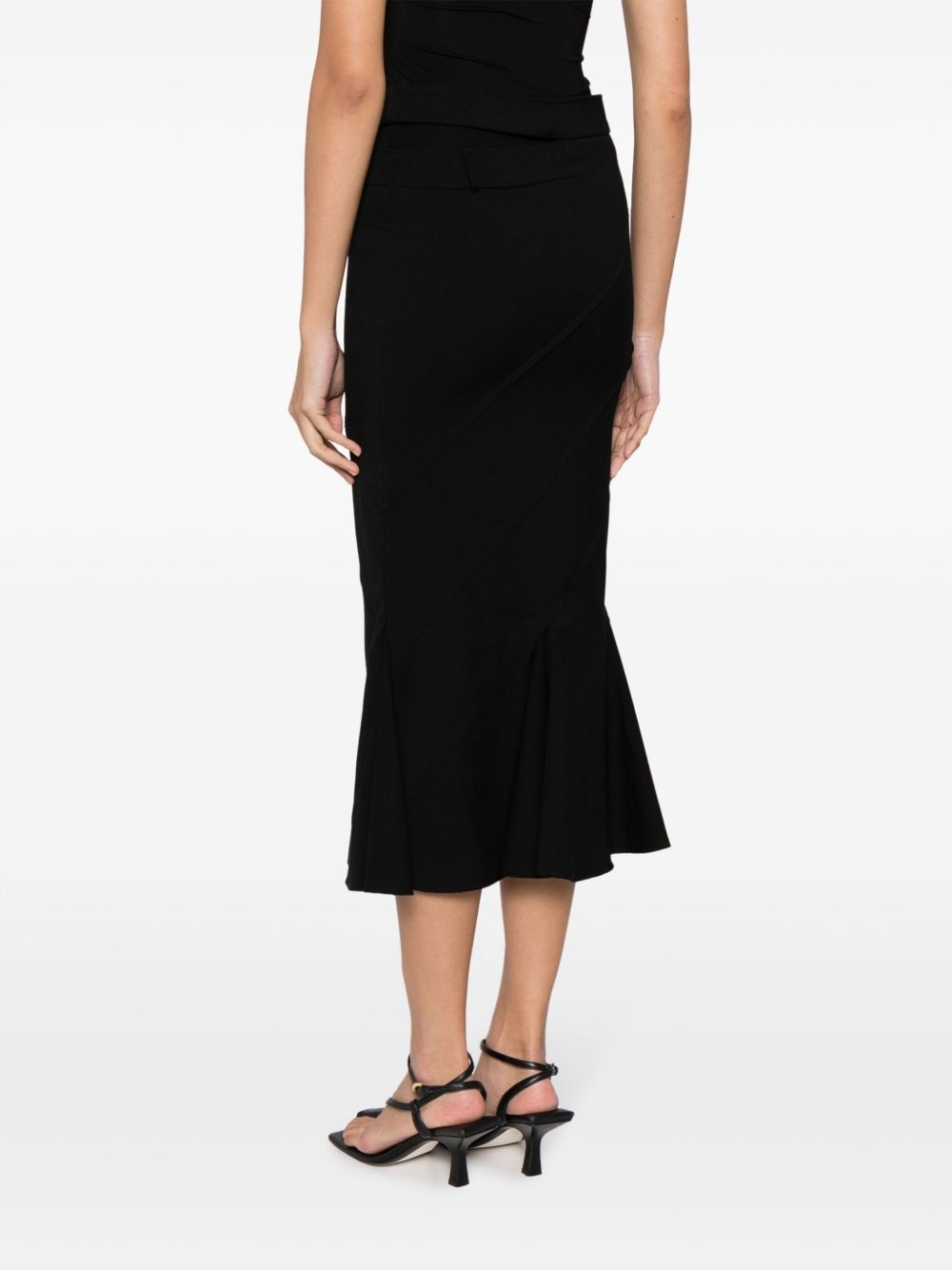 flared-hem flannel midi skirt - 4