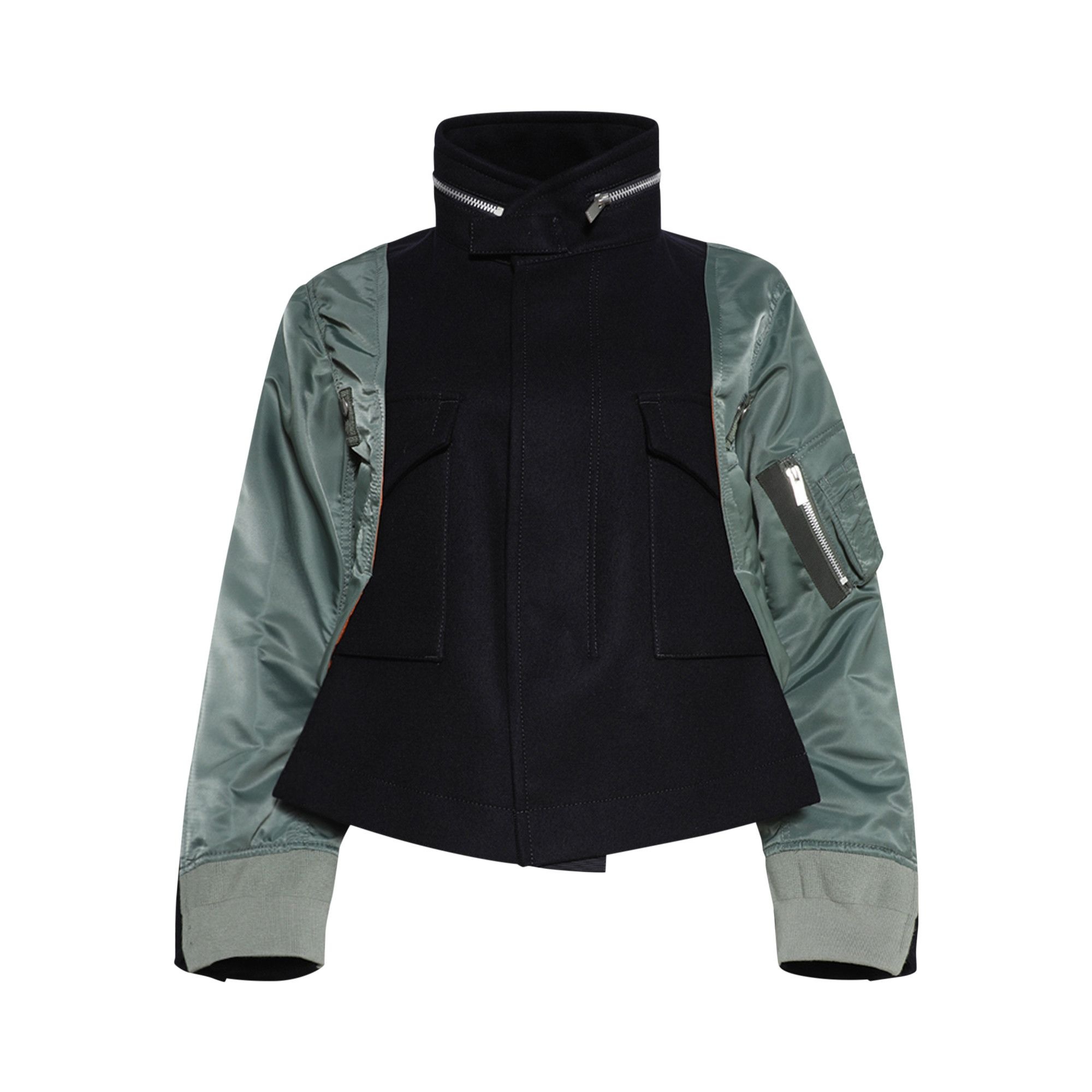 Sacai Wool Melton x Nylon Twill Jacket 'Dark Navy/Black/Khaki' - 1