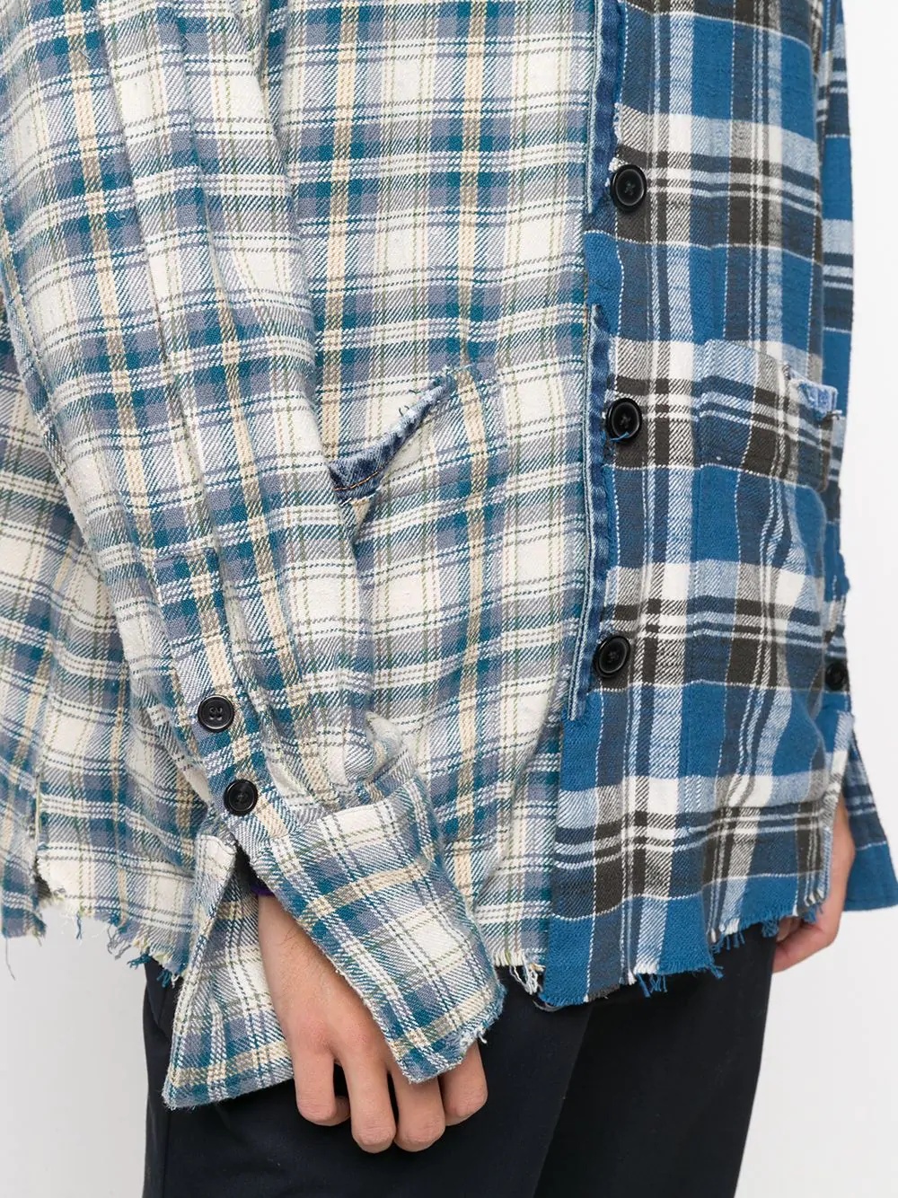 check-pattern panelled shirt - 5