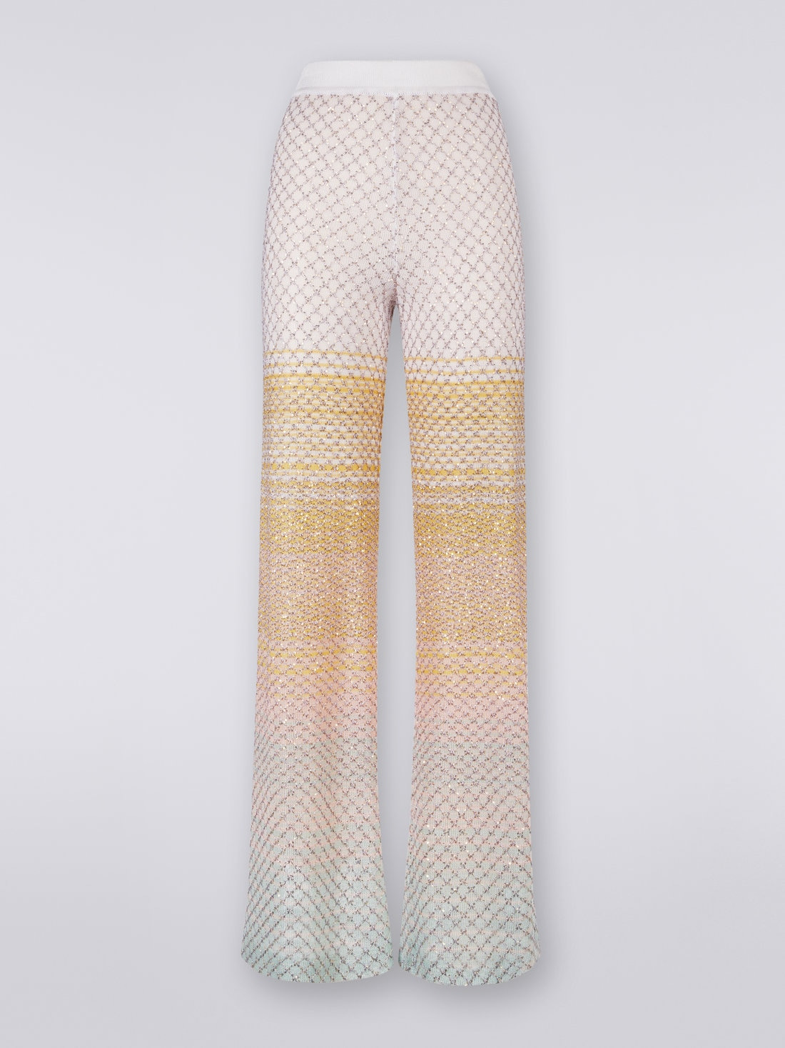 Flared knit trousers with sequins - 1