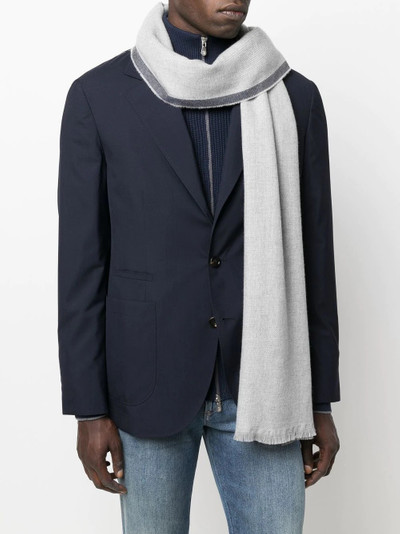 Brunello Cucinelli contrast-trim frayed-edge scarf outlook