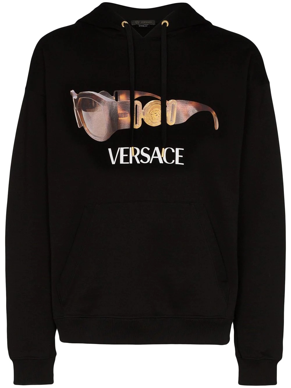 sunglasses logo print hoodie - 1