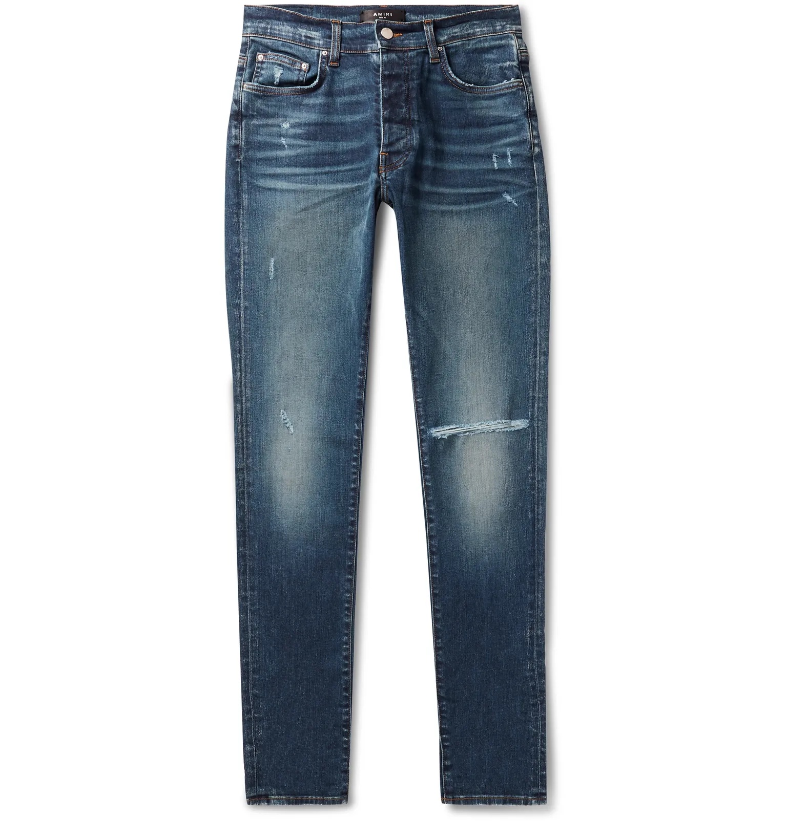 Skinny-Fit Distressed Stretch-Denim Jeans - 1