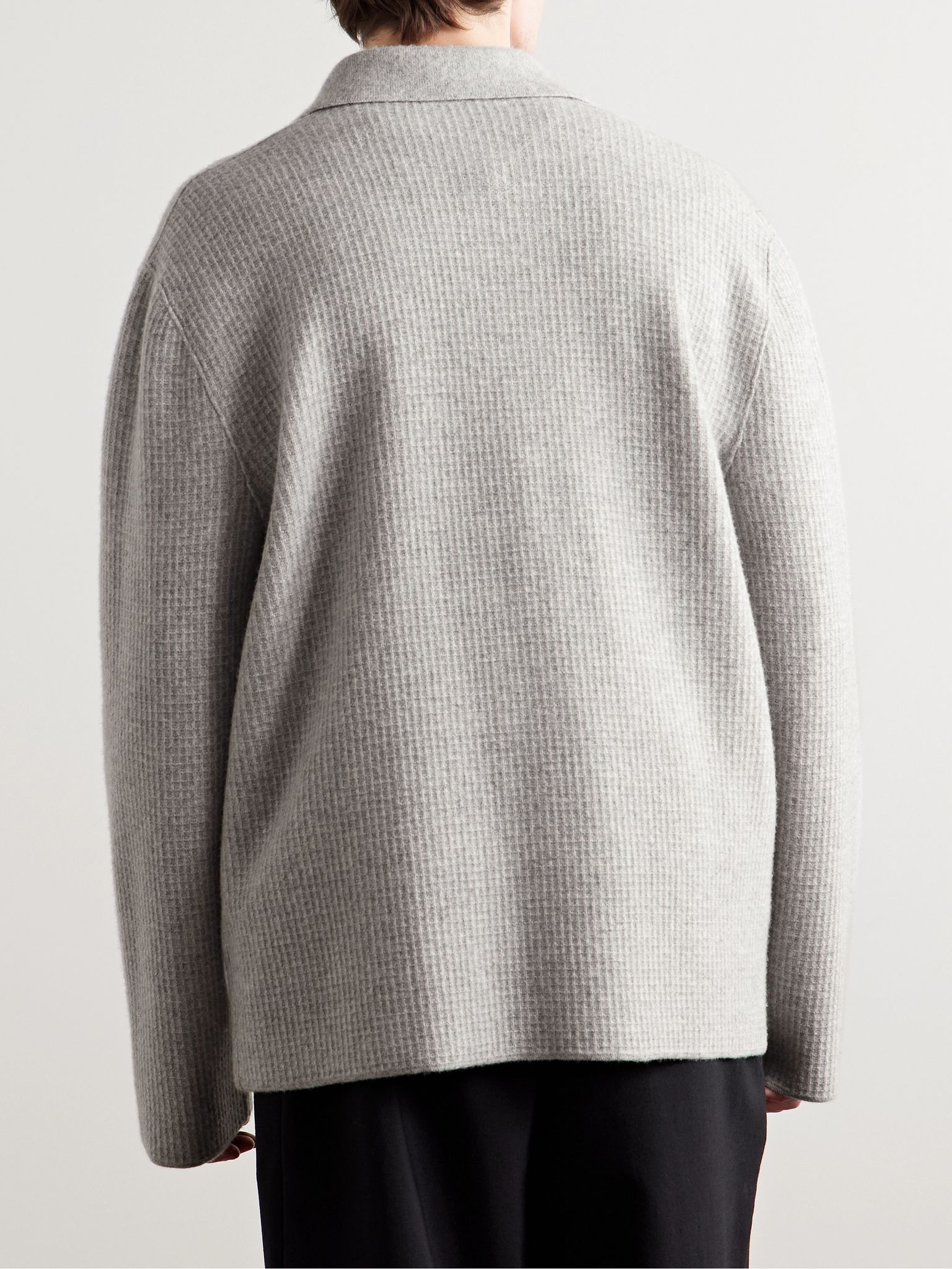 Barkley Waffle-Knit Wool and Cashmere-Blend Overshirt Gray - 3