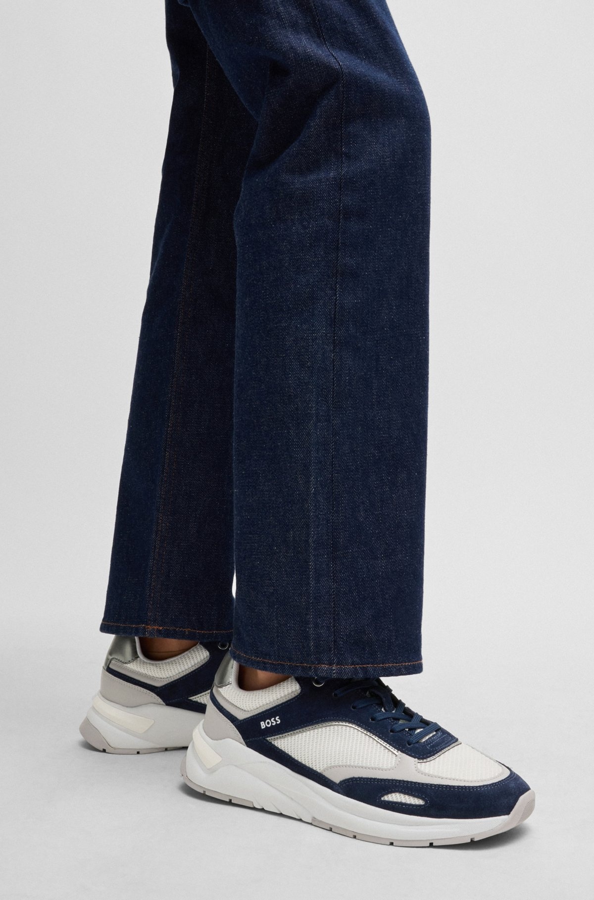 MIXED-MATERIAL TRAINERS WITH SUEDE AND MESH - 4
