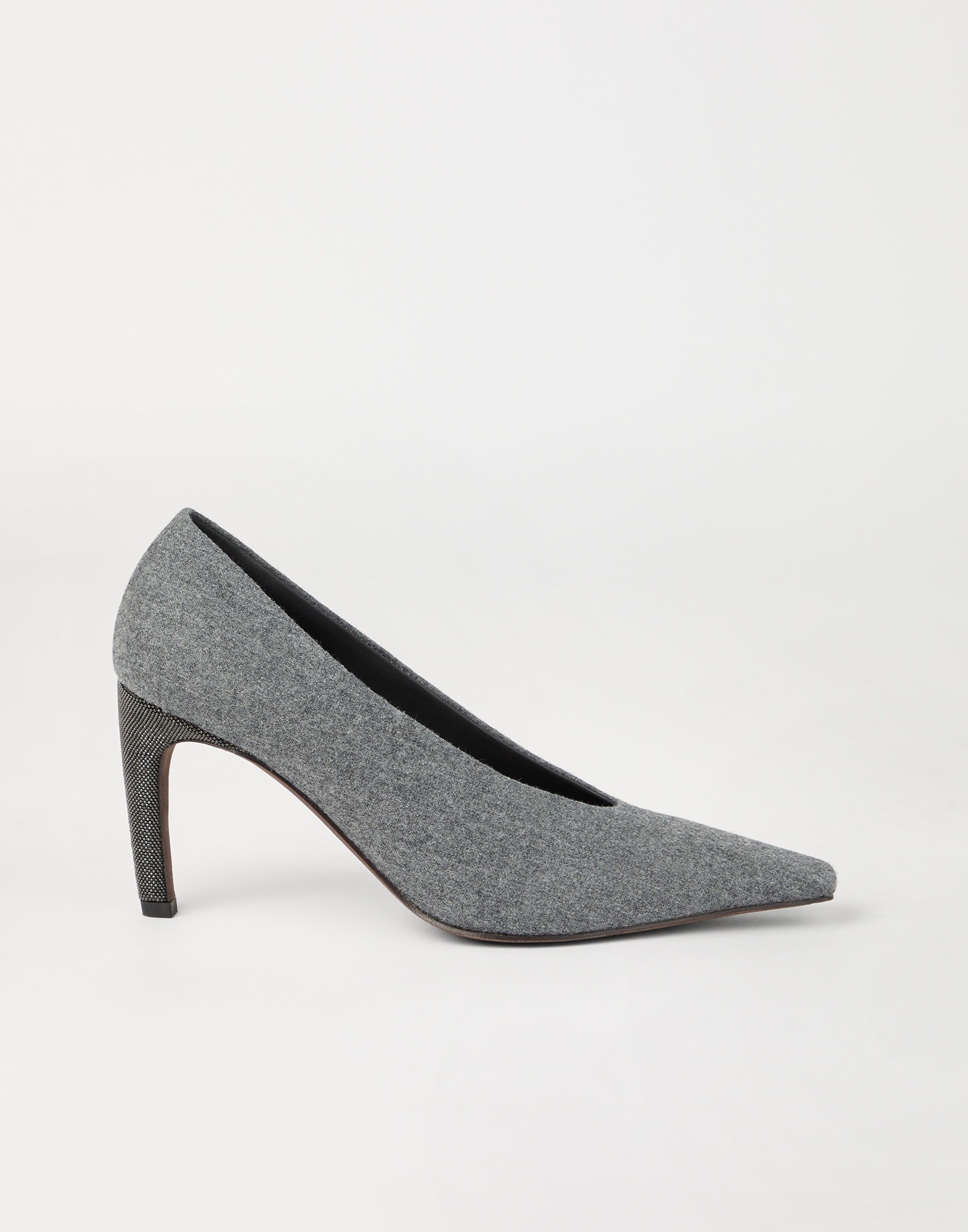 Water-resistant virgin wool flannel heels with precious details - 5