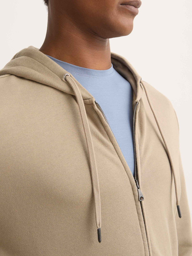 Men's Zip Up Hoodie Quinn Cotton Modal Taupe 6