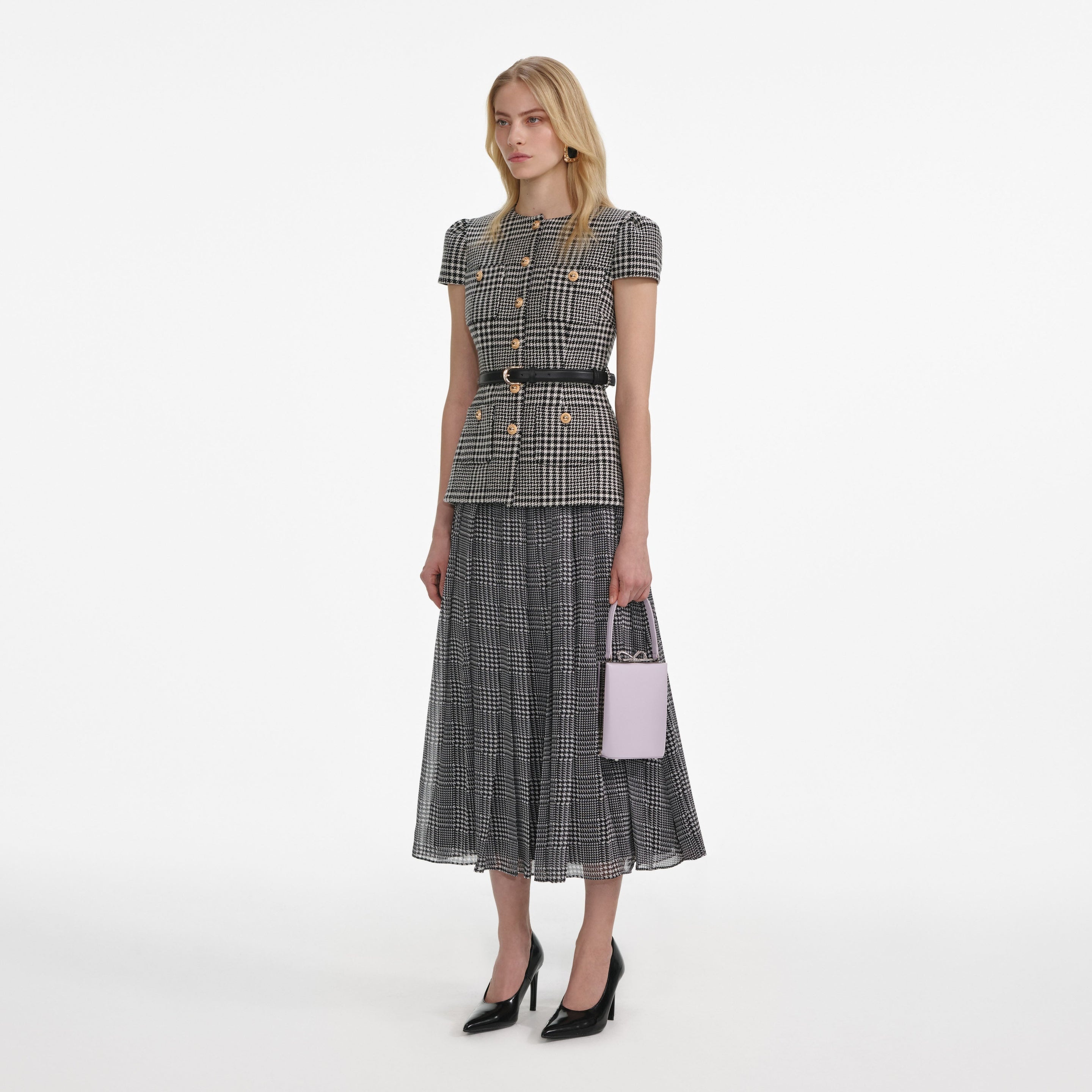 Houndstooth Tailored Midi Dress - 2