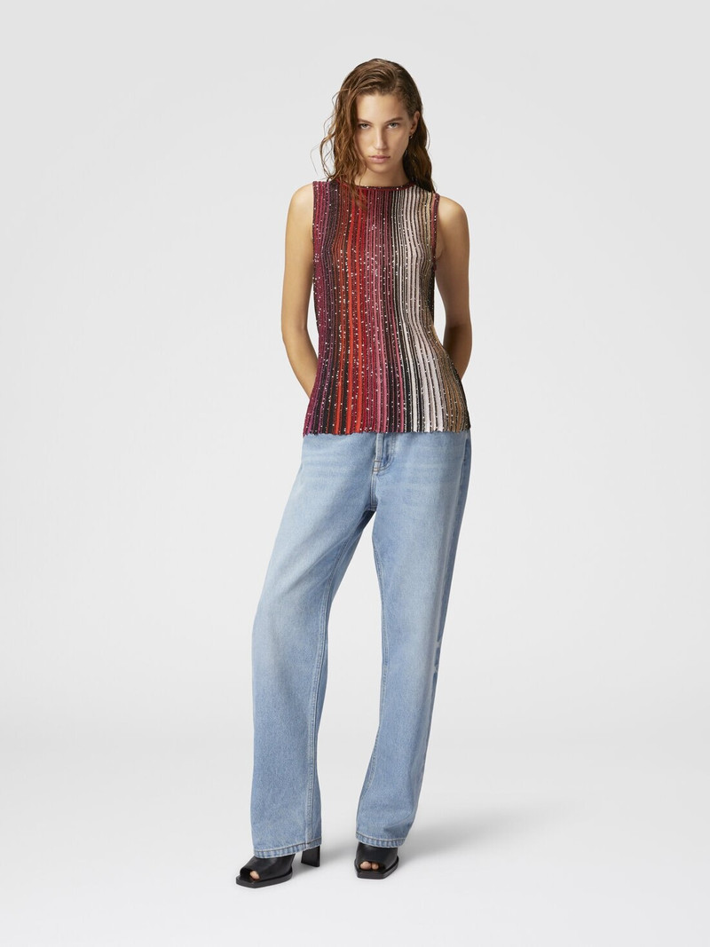 Missoni Partial striped sleeveless top with sequins outlook
