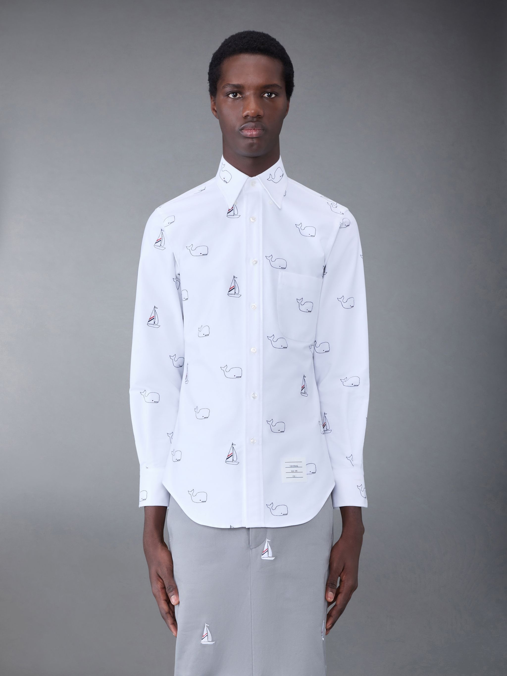 Oxford Whale and Ship Embroidered Shirt - 2
