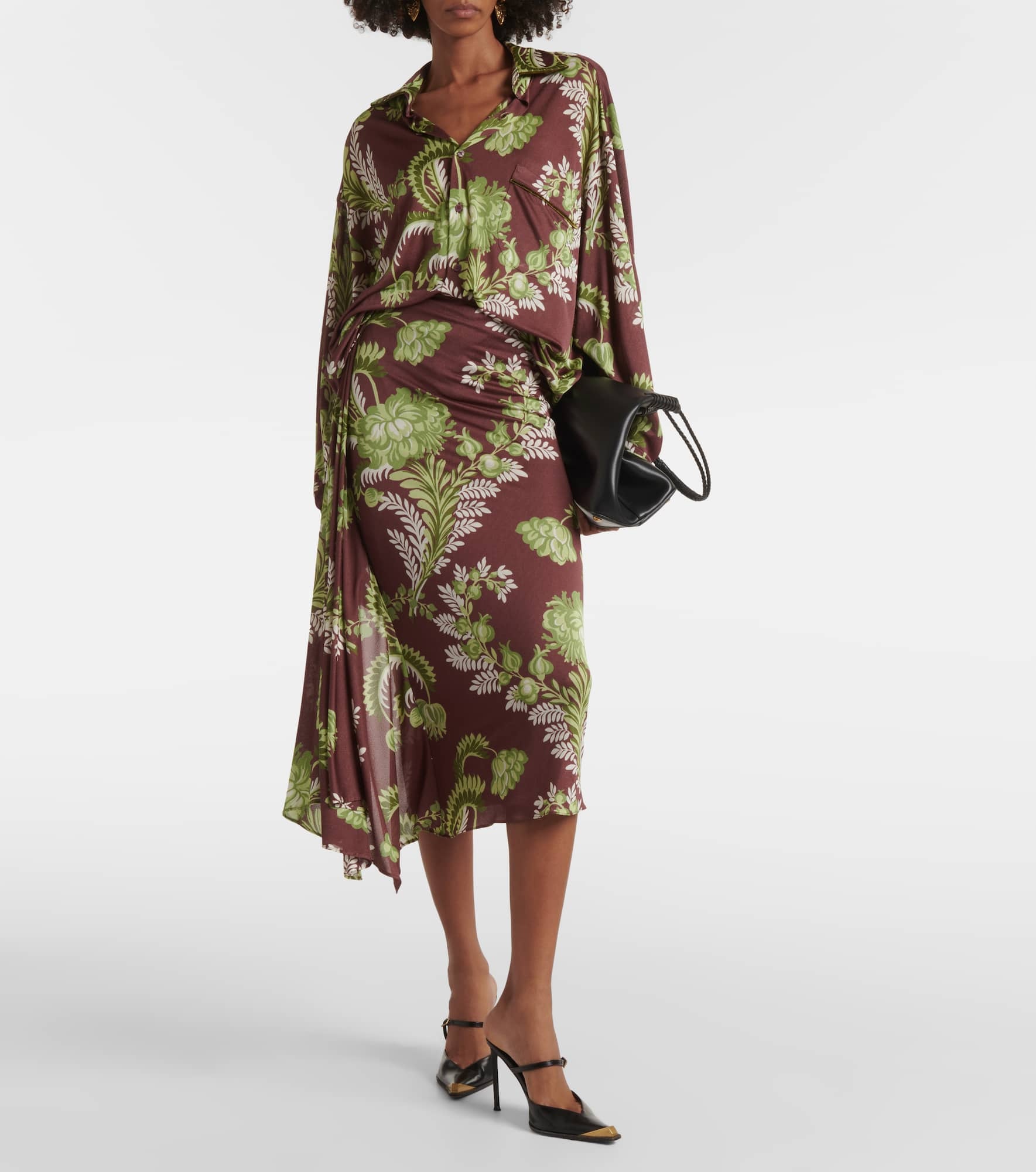 Floral draped midi skirt - 2