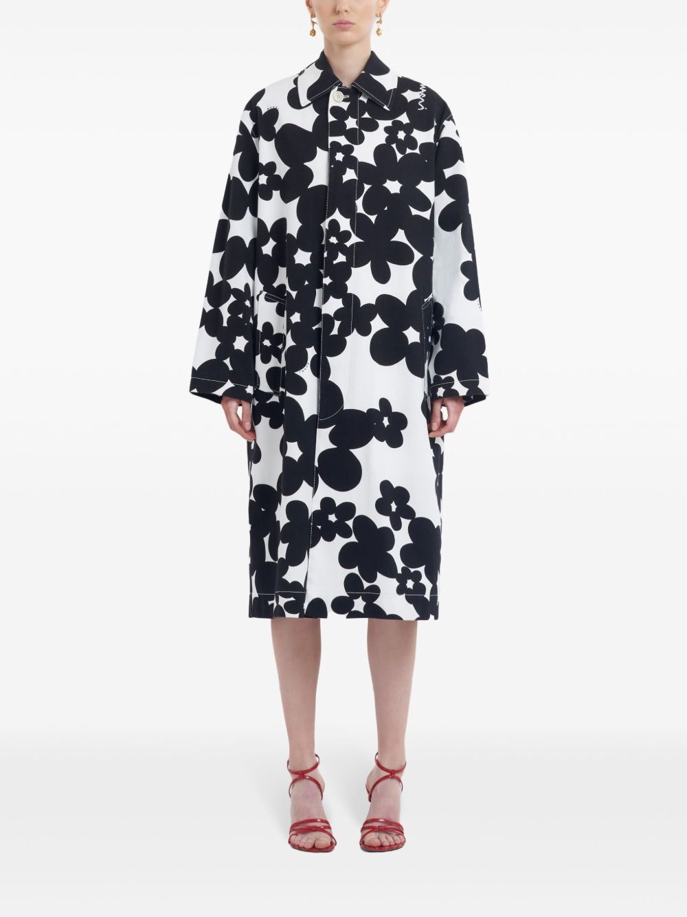 floral-print coat - 3