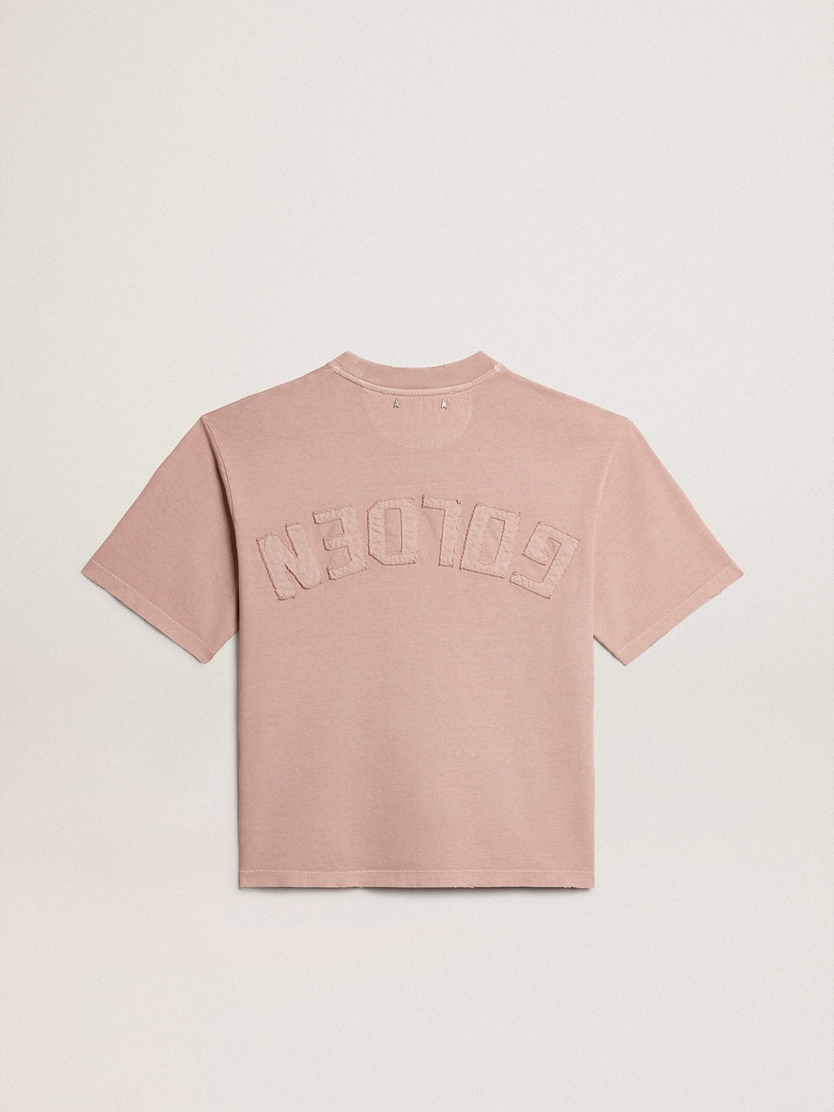 Powder-pink T-shirt with reverse logo on the back - Boxy fit - 5