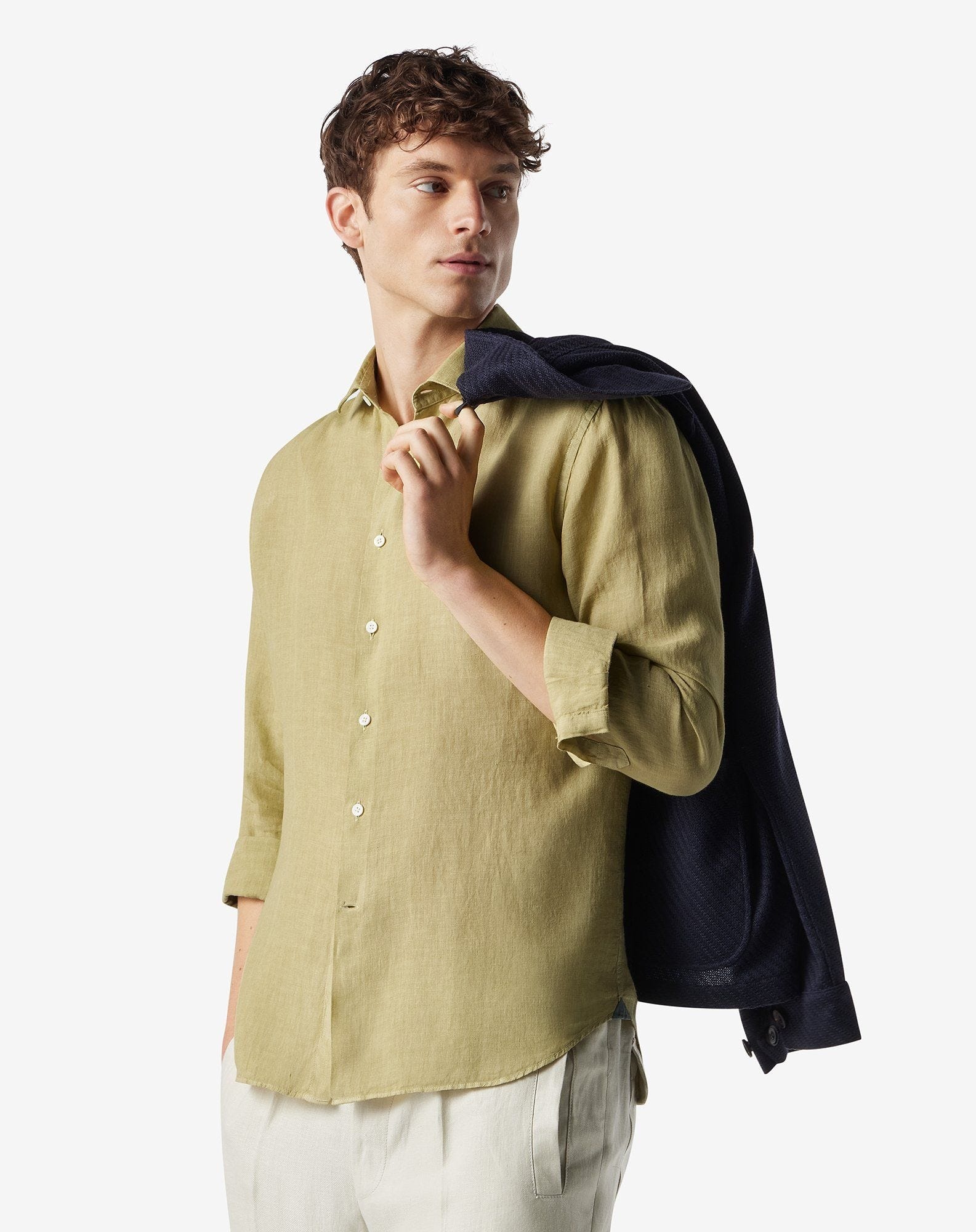Yellow pure linen shirt - 2