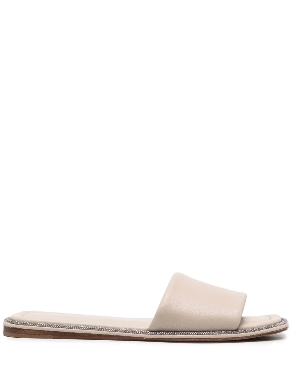 monili-embellished leather slides - 1