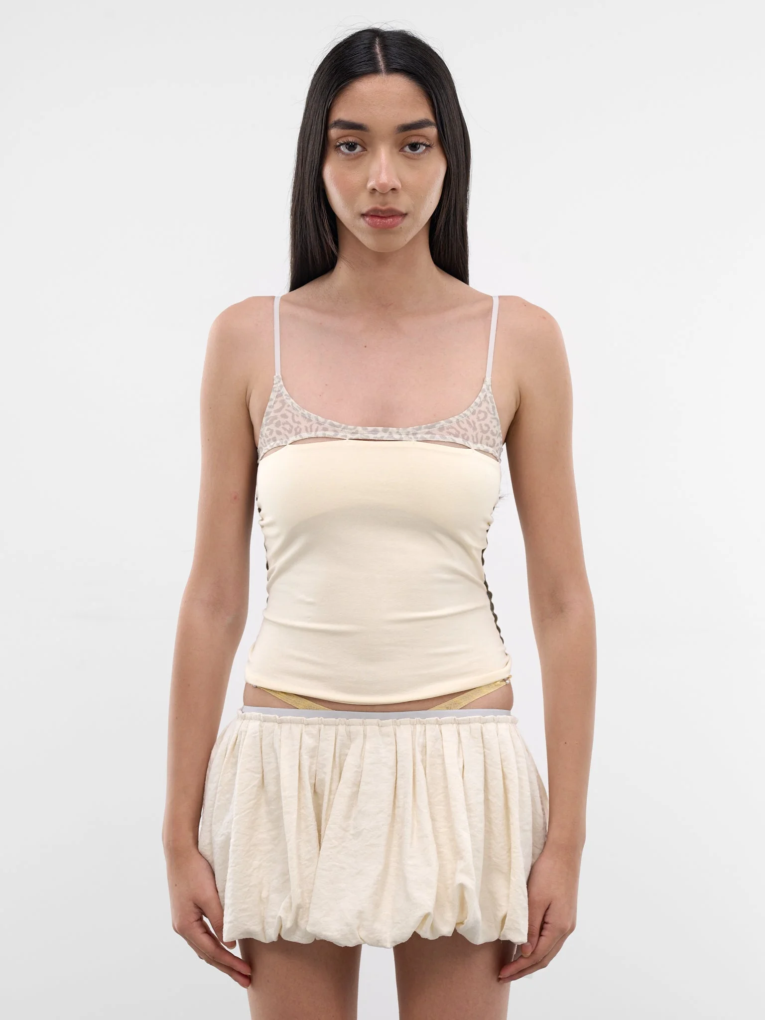 Bone Leopard Cut-Out Tank Top - 1