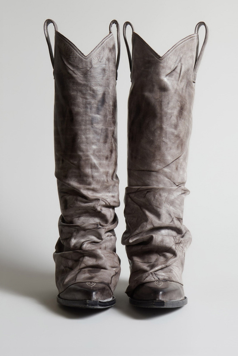 MID COWBOY BOOTS WITH SLEEVE - DISTRESSED GREY LEATHER 2