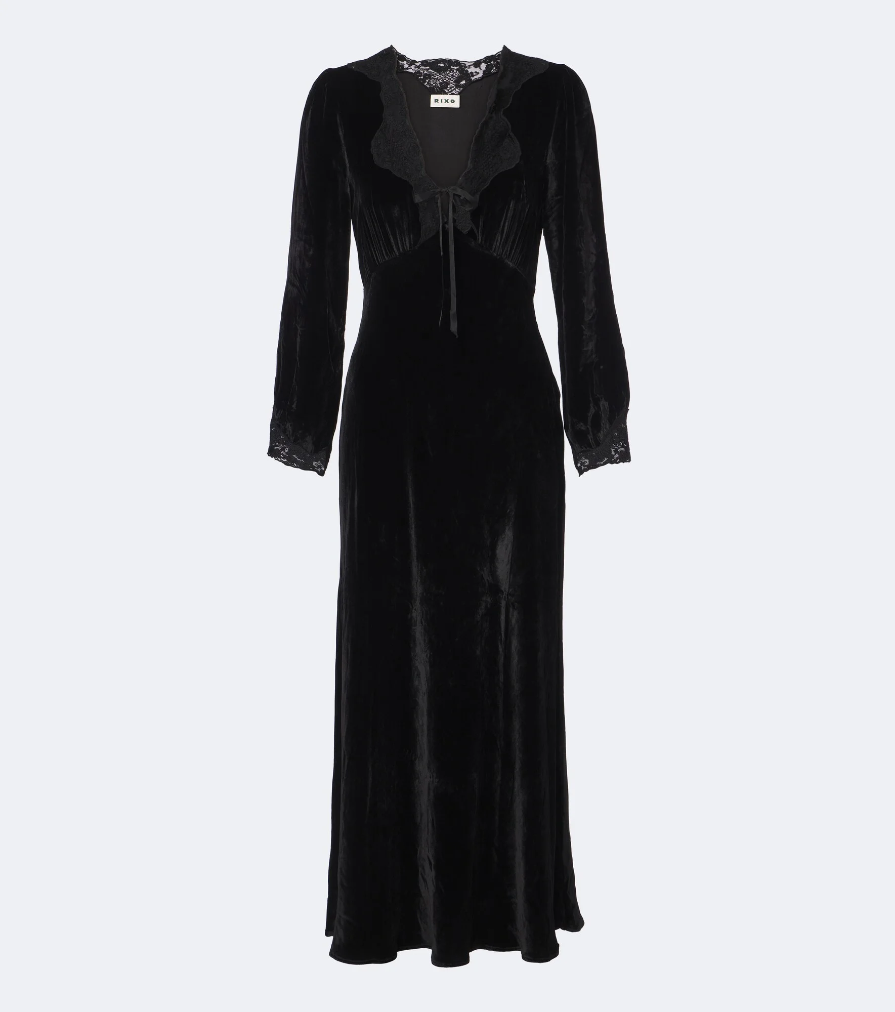 Larah lace-trimmed velvet midi dress - 1