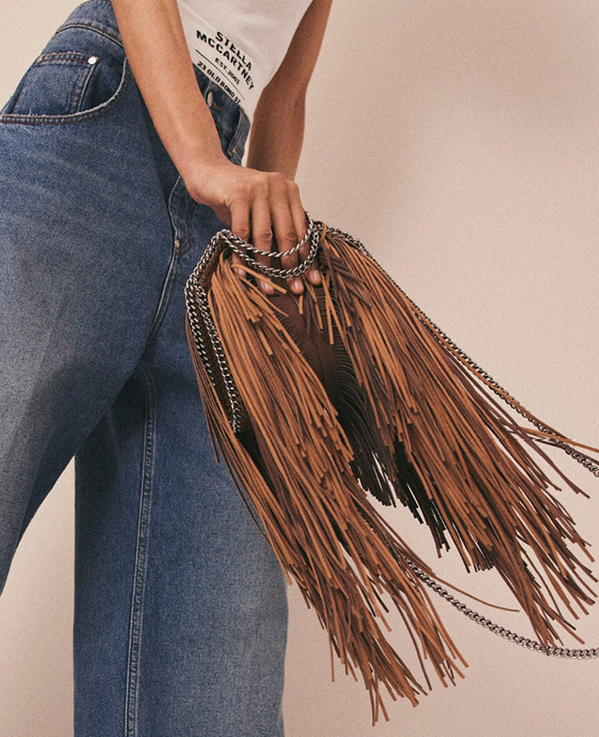 Alter-Suede Fringe Falabella Tiny Tote Bag - 3