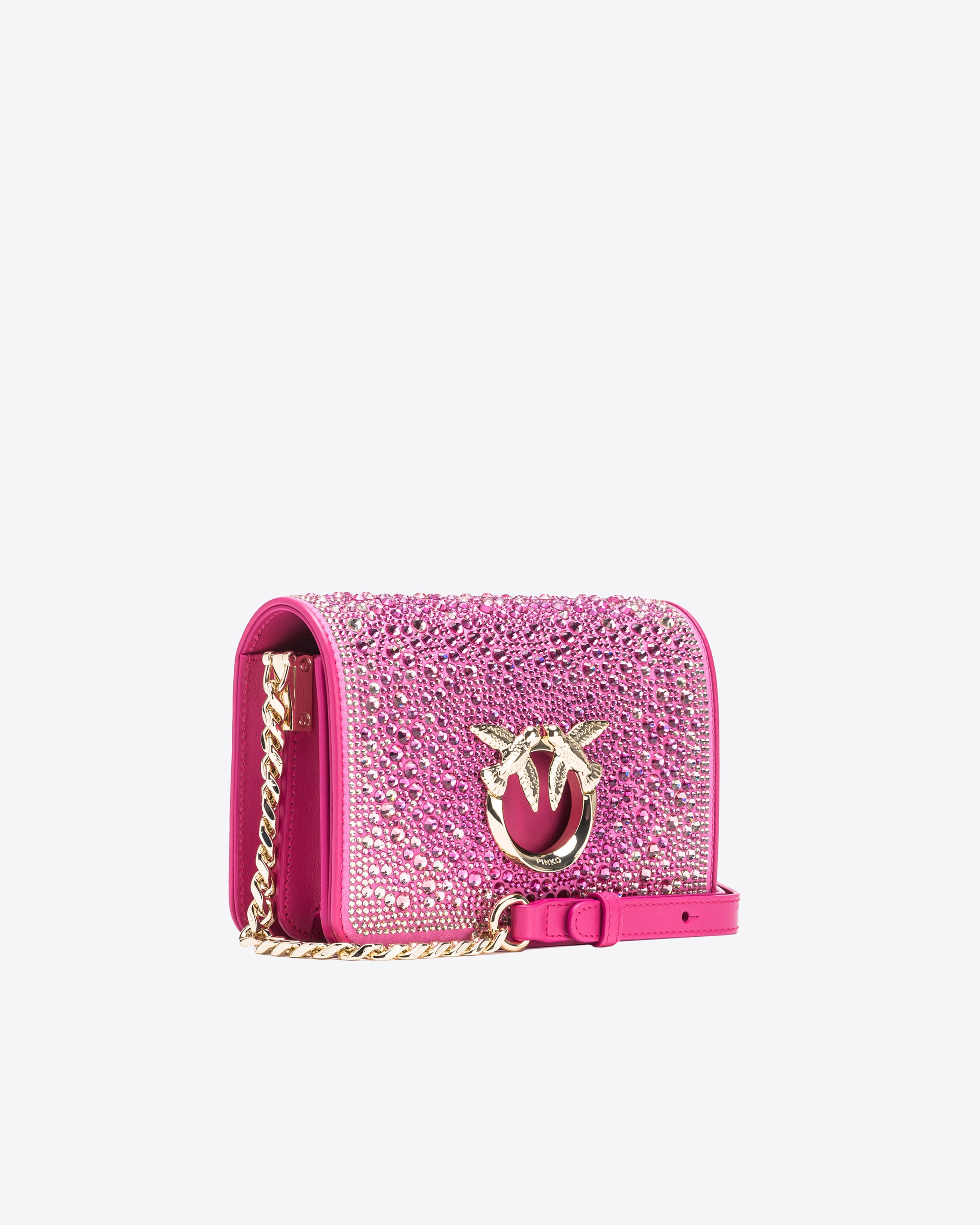 PINKO GALLERIA FULL-RHINESTONE MINI LOVE BAG CLICK - 3