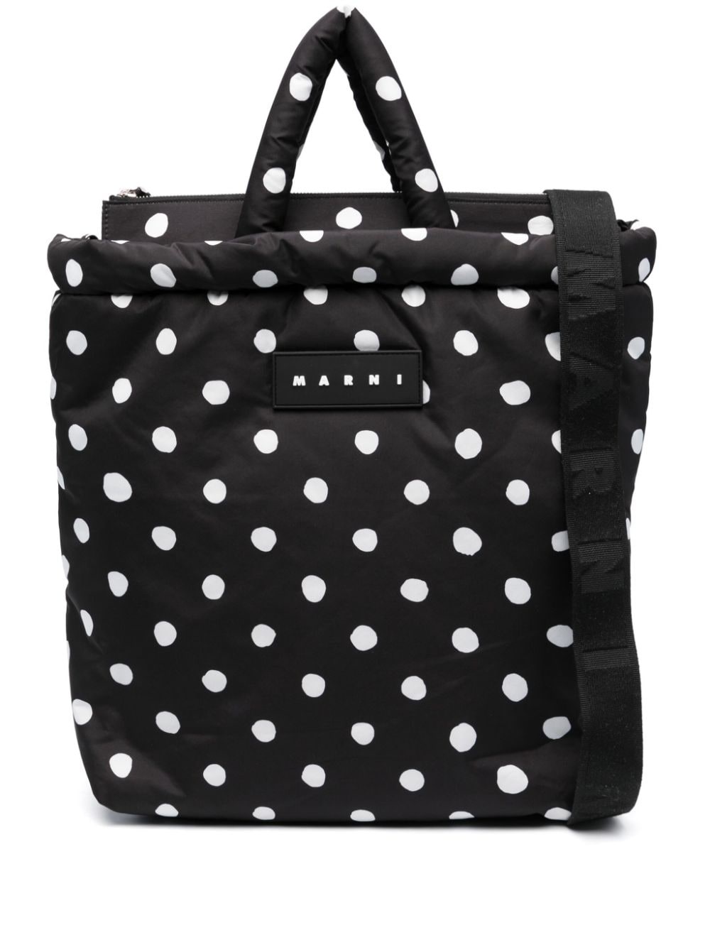 logo-patch polka-dot tote bag - 1