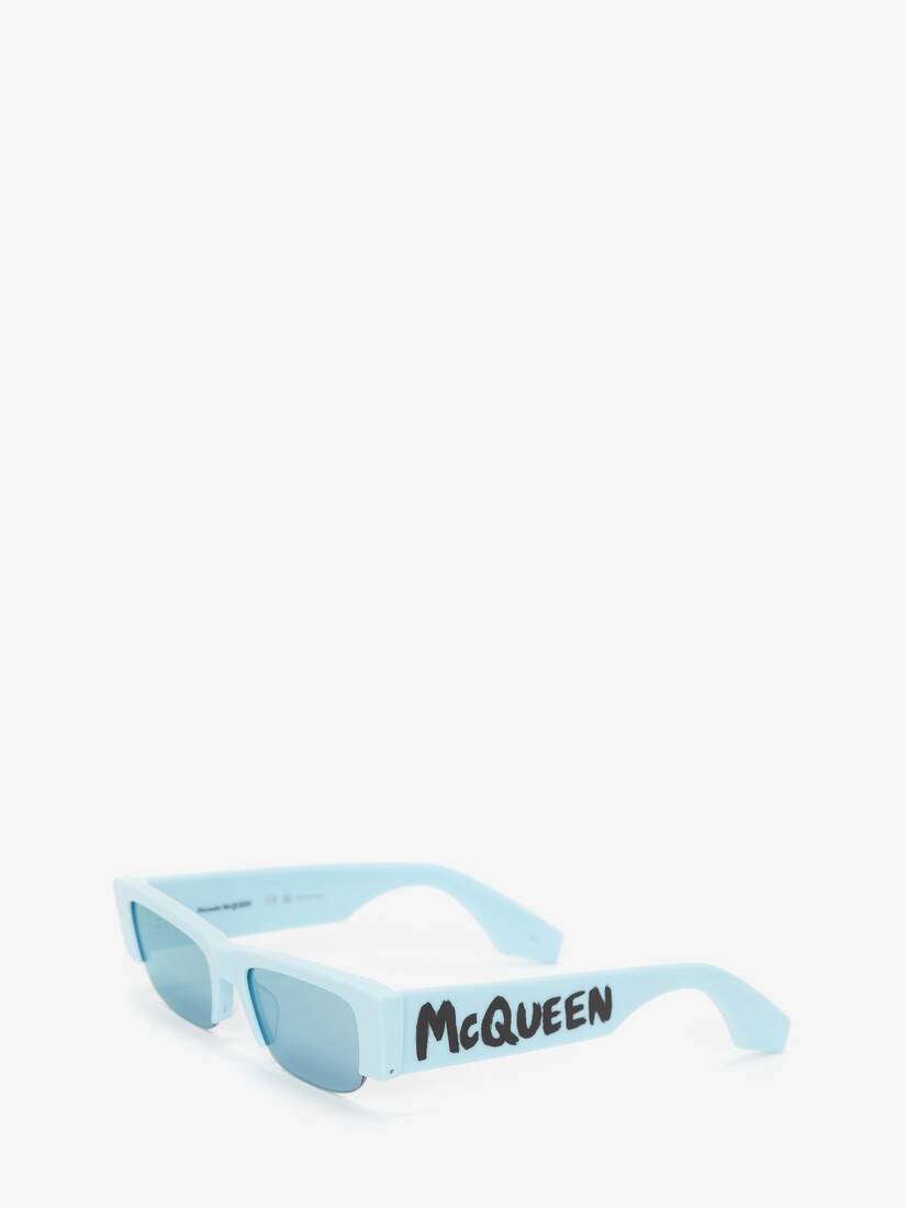 Women's McQueen Graffiti Slashed Sunglasses in Light Blue - 3