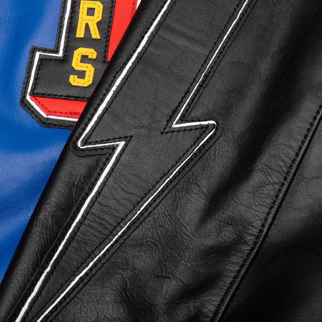 SAINT MICHAEL X DENIM TEARS HOLY GRAIL VARSITY JACKET - BLUE - 6