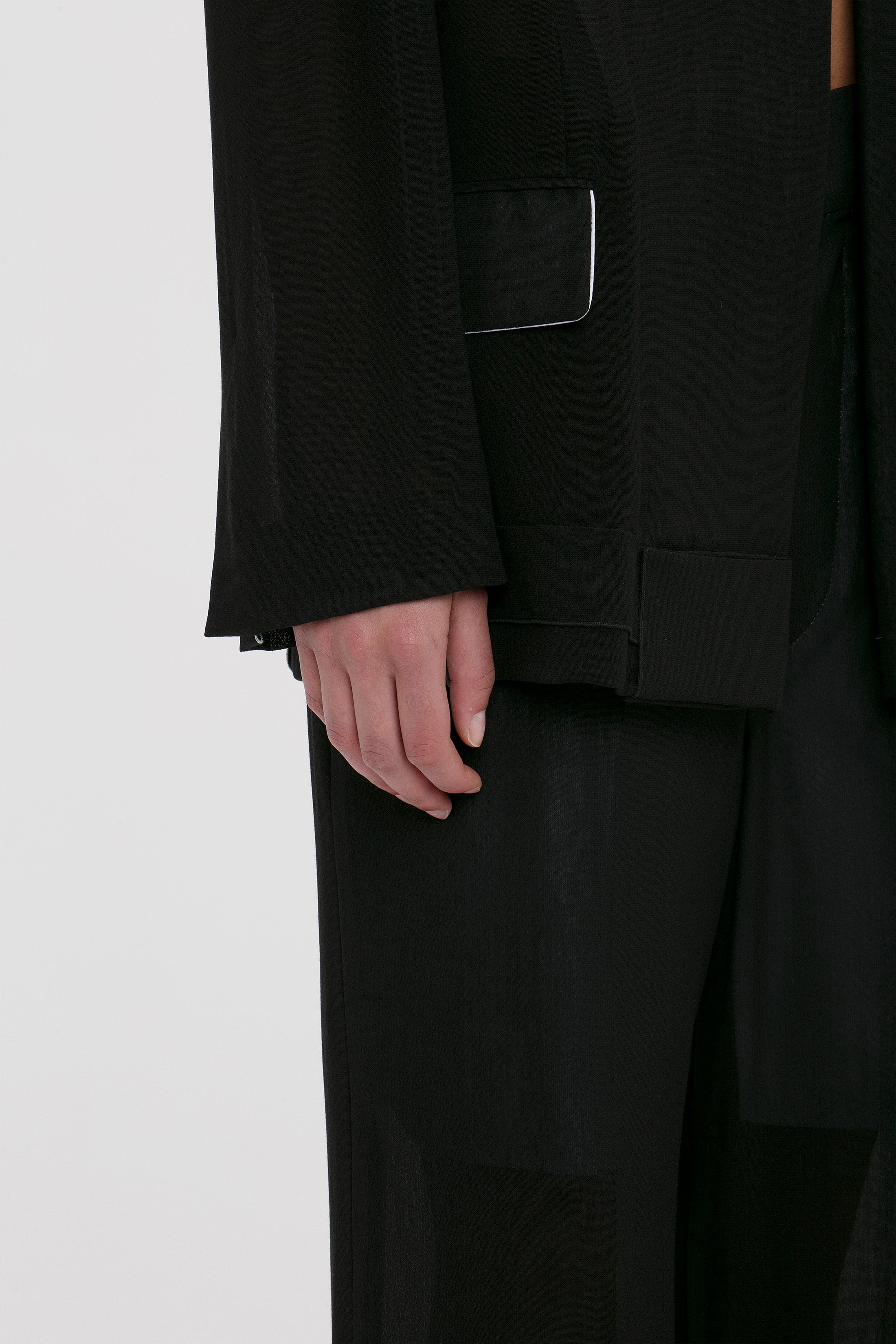 Fold Detail Tailored Jacket In Black - 6