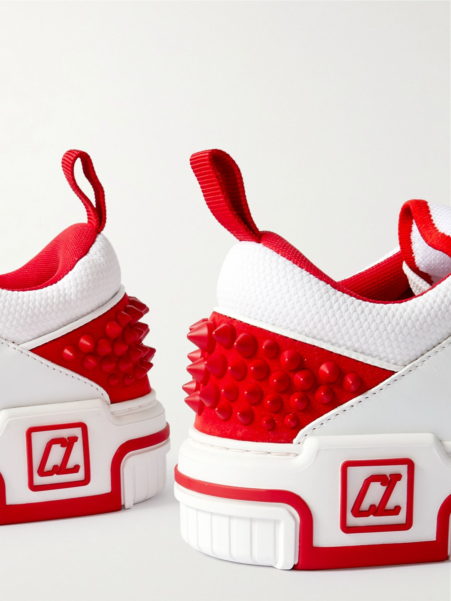 Astroloubi stud-embellished leather and mesh sneakers White - 4