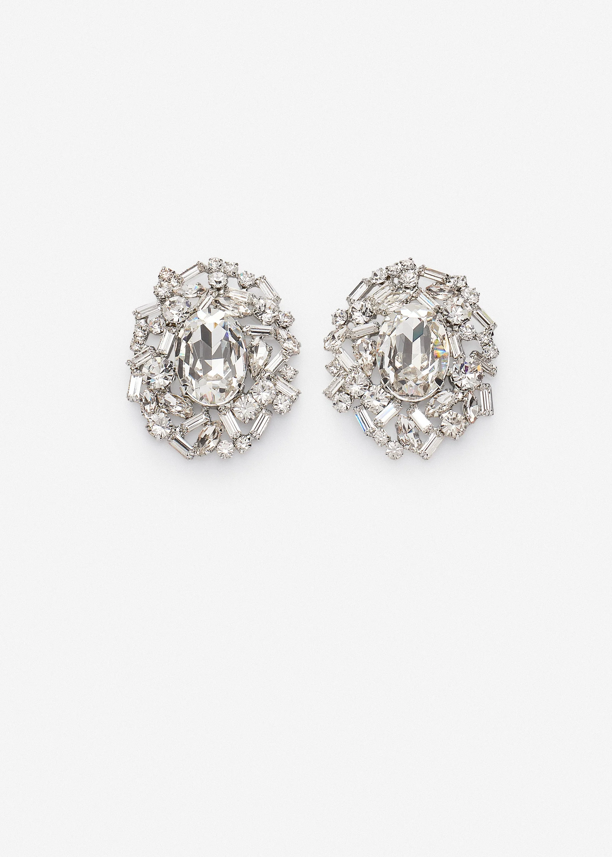 Crystal cluster earrings in silver - 1