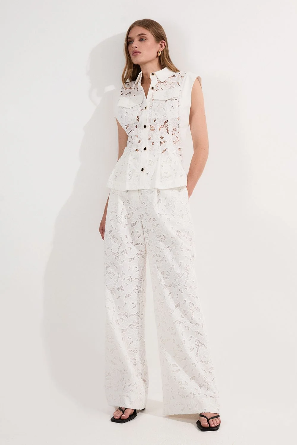 Tall Cutwork Woven Straight Leg Trouser - 1