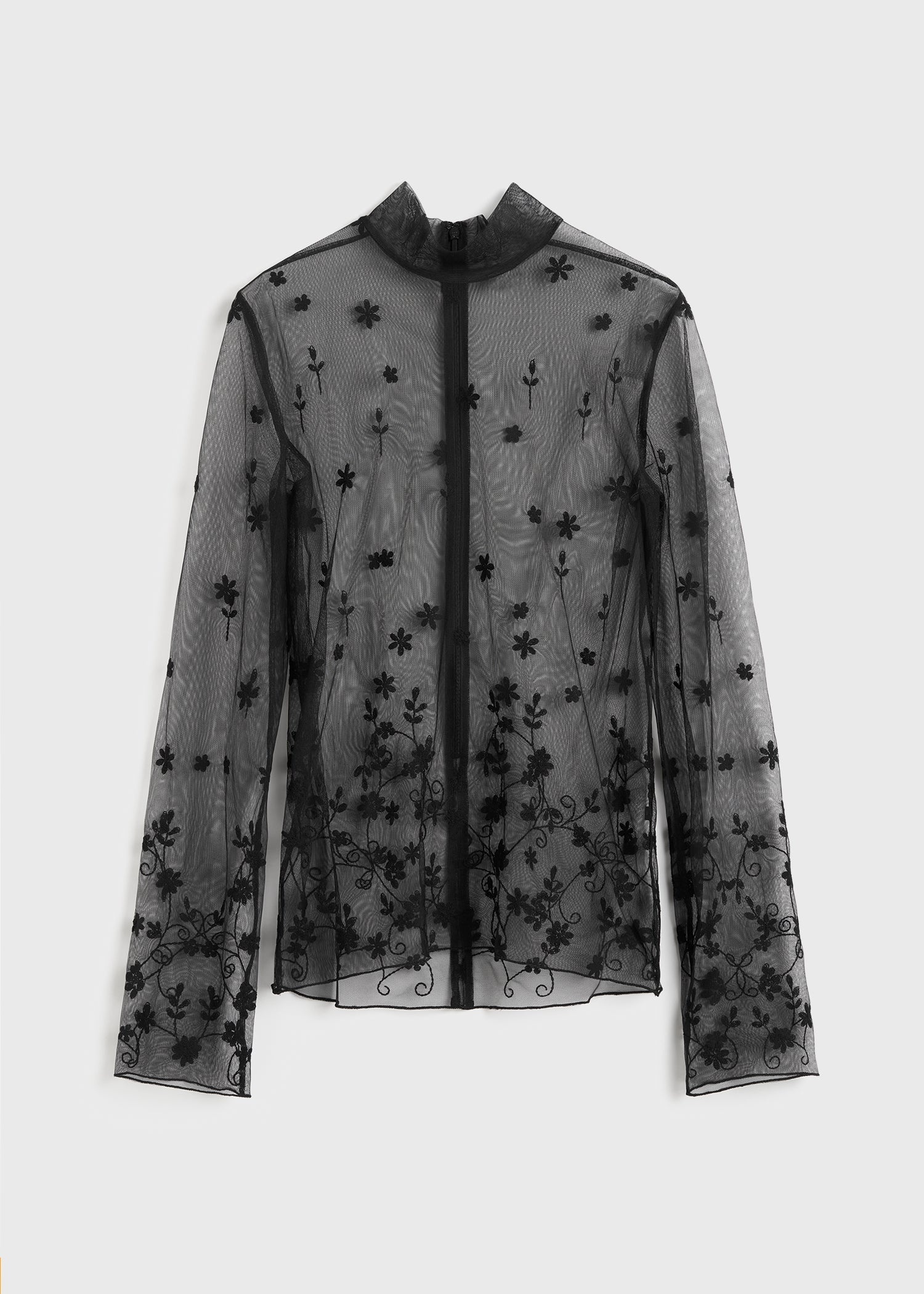 Floral tulle blouse black/black - 1
