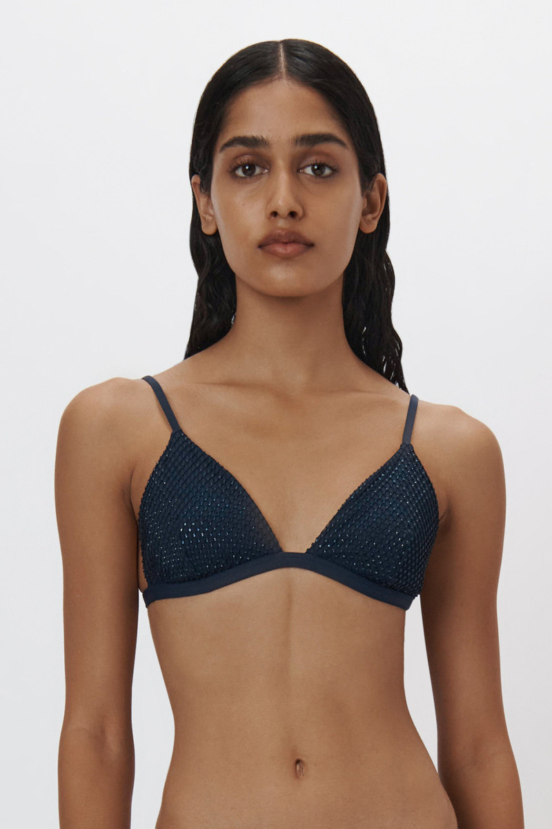 Joelle Crystal-Embellished Bikini Top navy 3