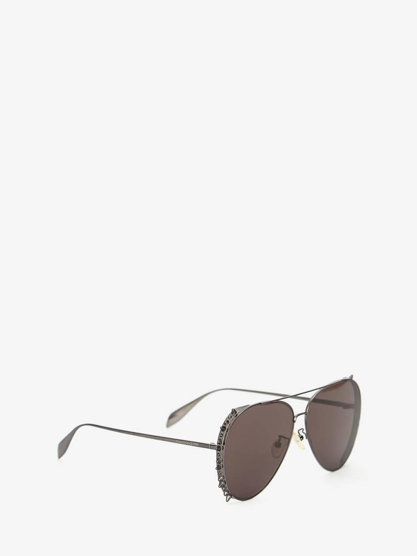 Punk Stud Pilot Sunglasses in Ruthenium - 3