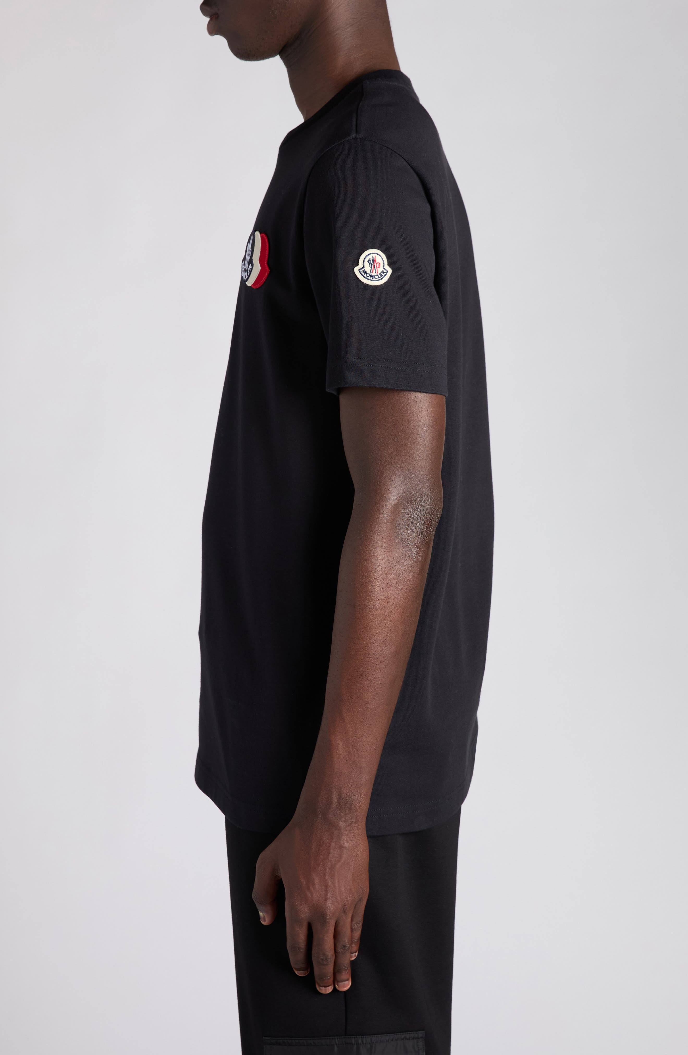 Moncler Logo Patch Cotton T-Shirt in Dark Navy Blue at Nordstrom - 3