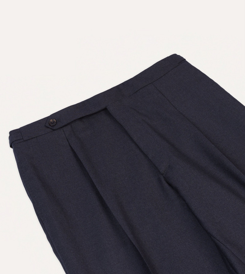 Grey Worsted Wool Single Pleat Trouser 4