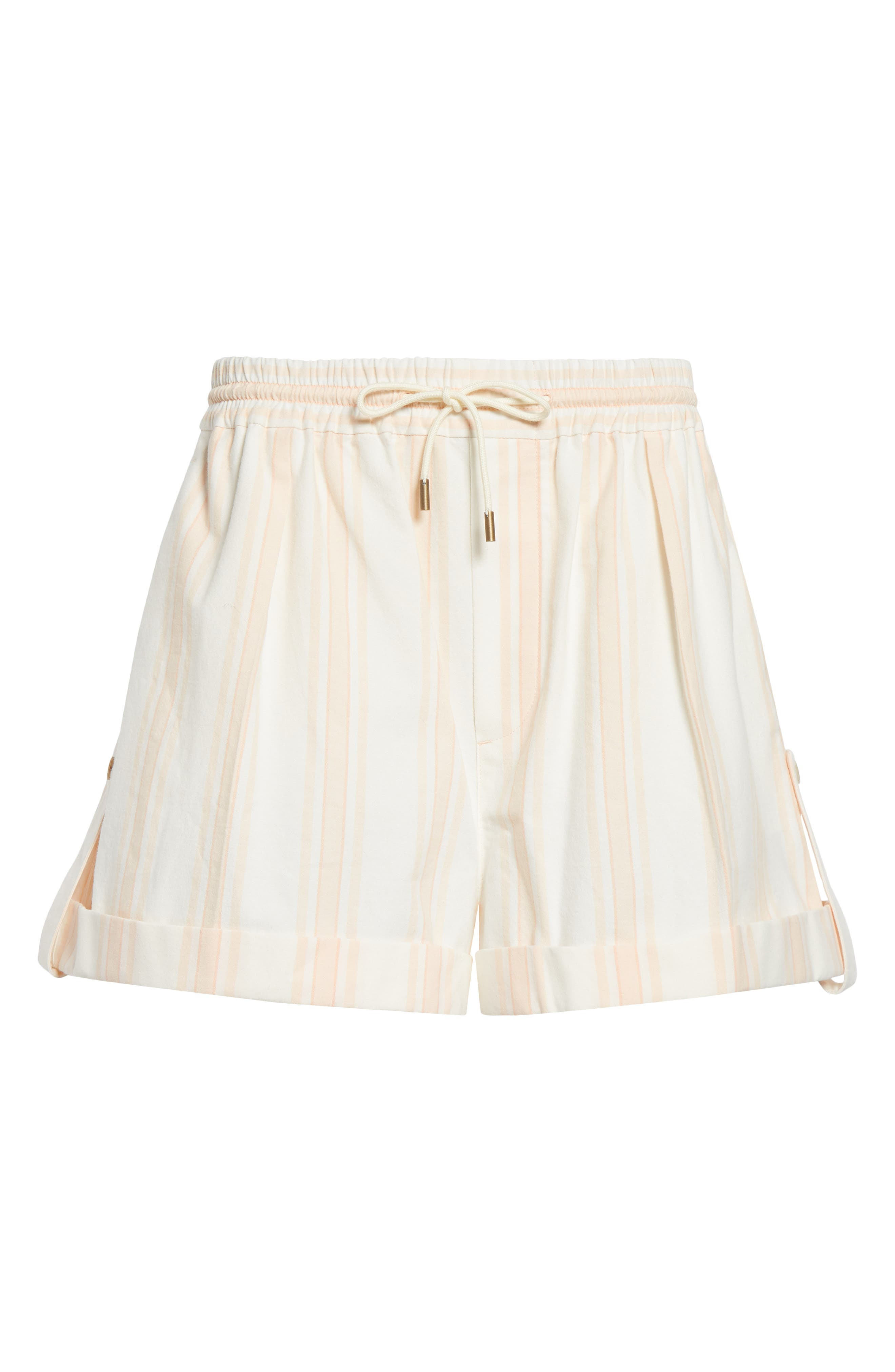 Chloé Soft Stripe Organic Cotton Shorts in White Pink at Nordstrom - 6
