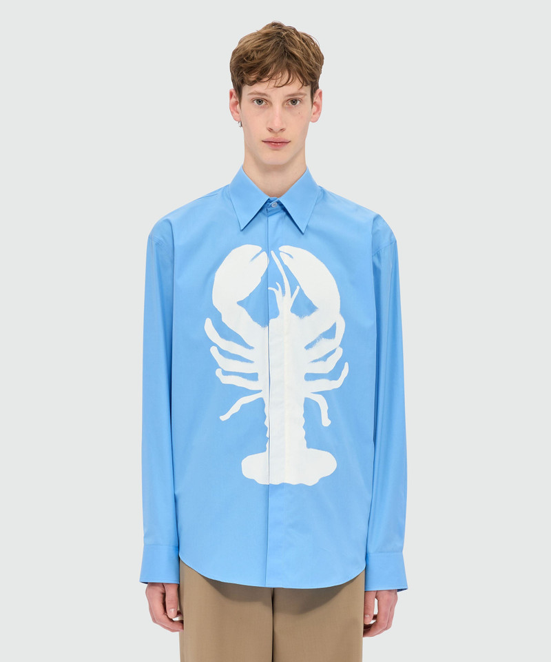 MSGM Light blue poplin shirt with "Lobster" print outlook