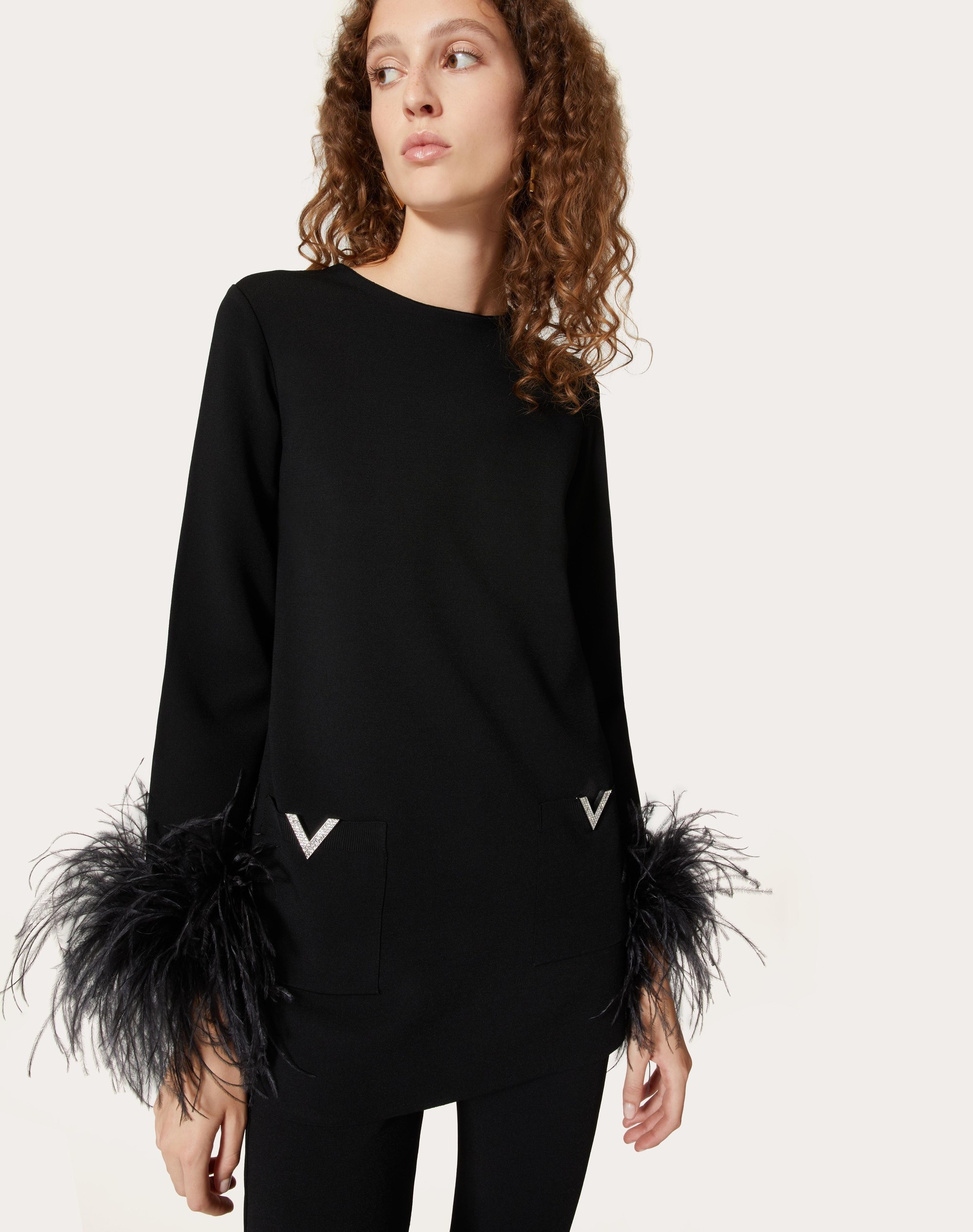 STRETCHED VISCOSE JUMPER WITH FEATHERS - 5