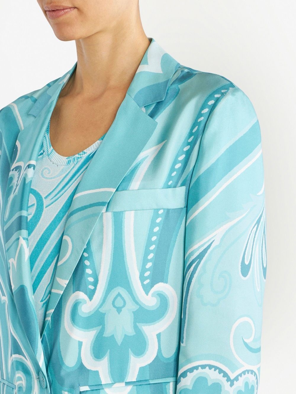 swirl-print silk blazer - 5