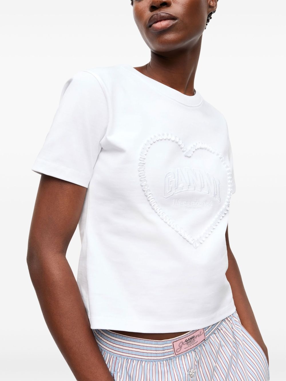 heart-appliqué T-shirt - 5