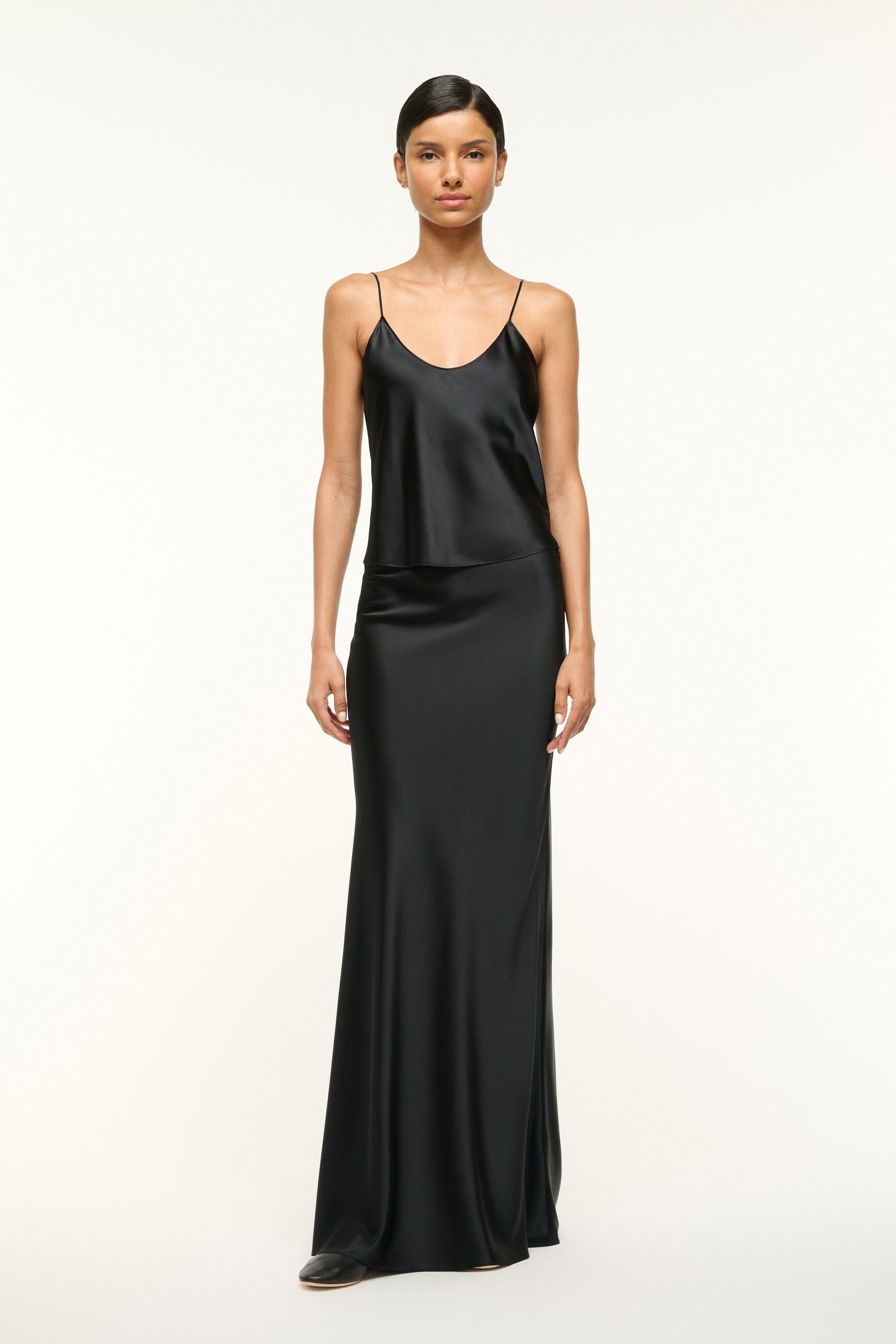 STAUD STAUD ODIN SILK SKIRT BLACK | REVERSIBLE