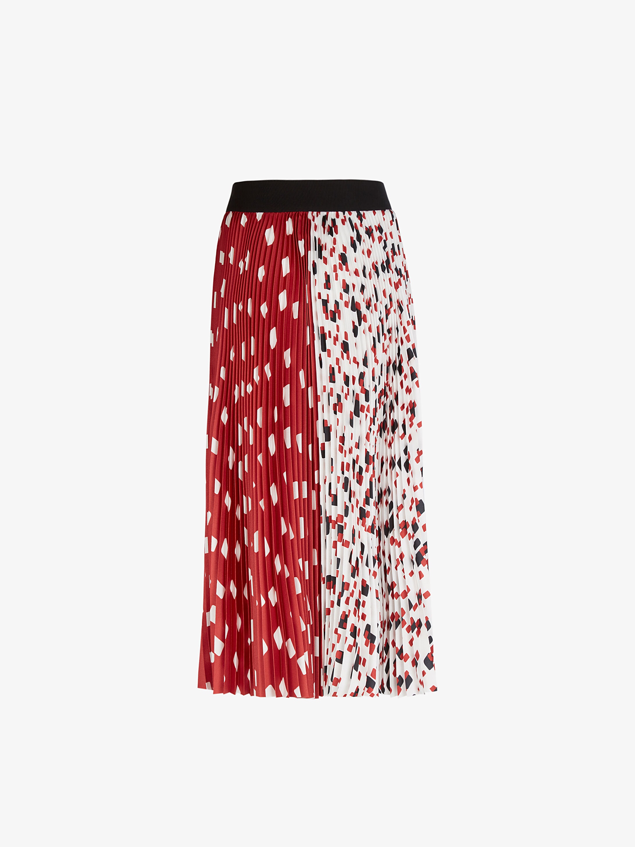 Two tone pleated skirt with geometrical print - 4