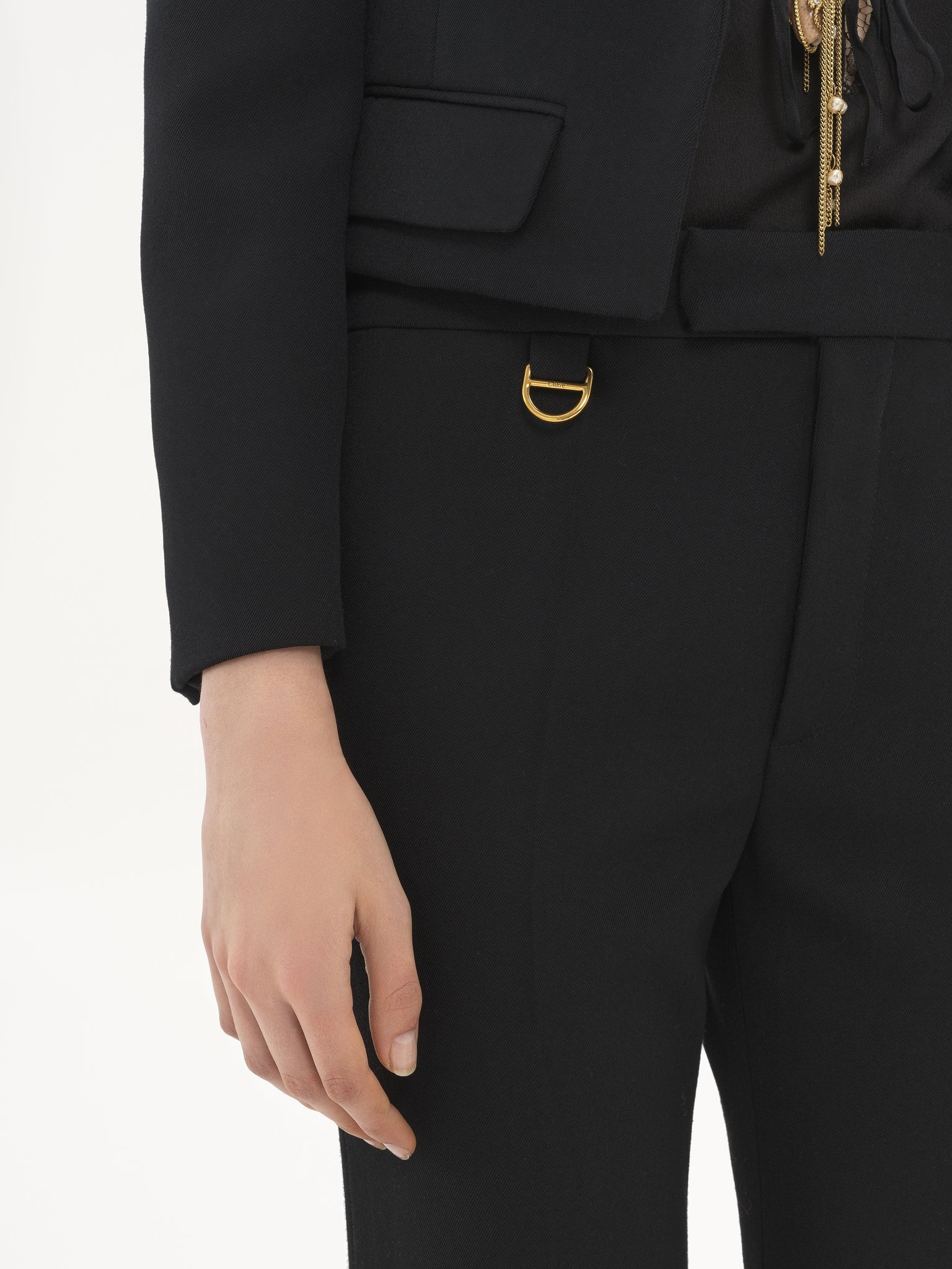 FLARED TAILORED PANTS IN WOOL GABARDINE - 6