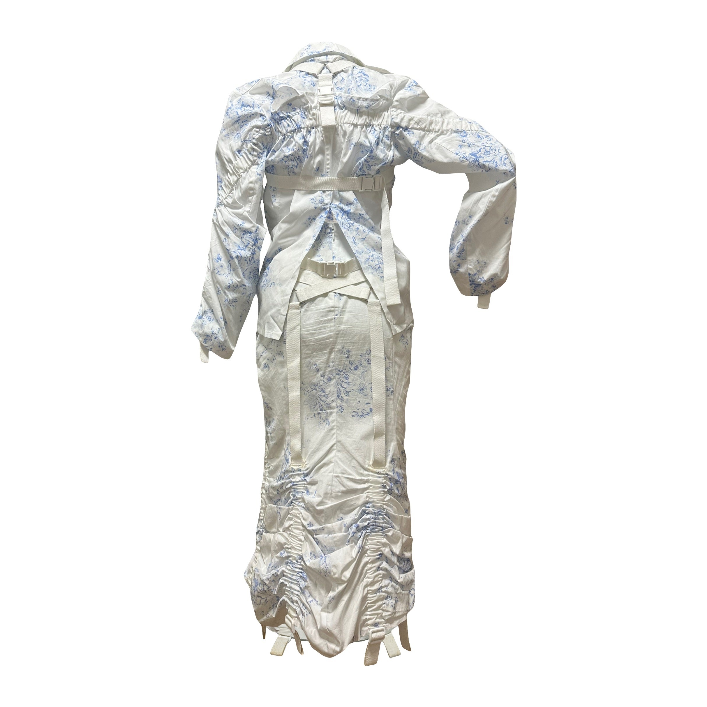 JUNYA WATANABE Spring Summer 2003 Floral Print Parachute Shirt and Midi Skirt Set Up - 2