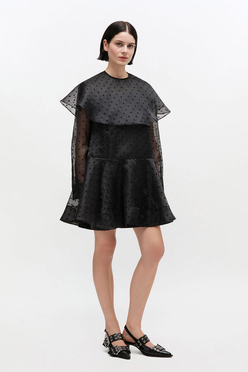GANNI BLACK ORGANZA CIRCLE COLLAR DRESS outlook