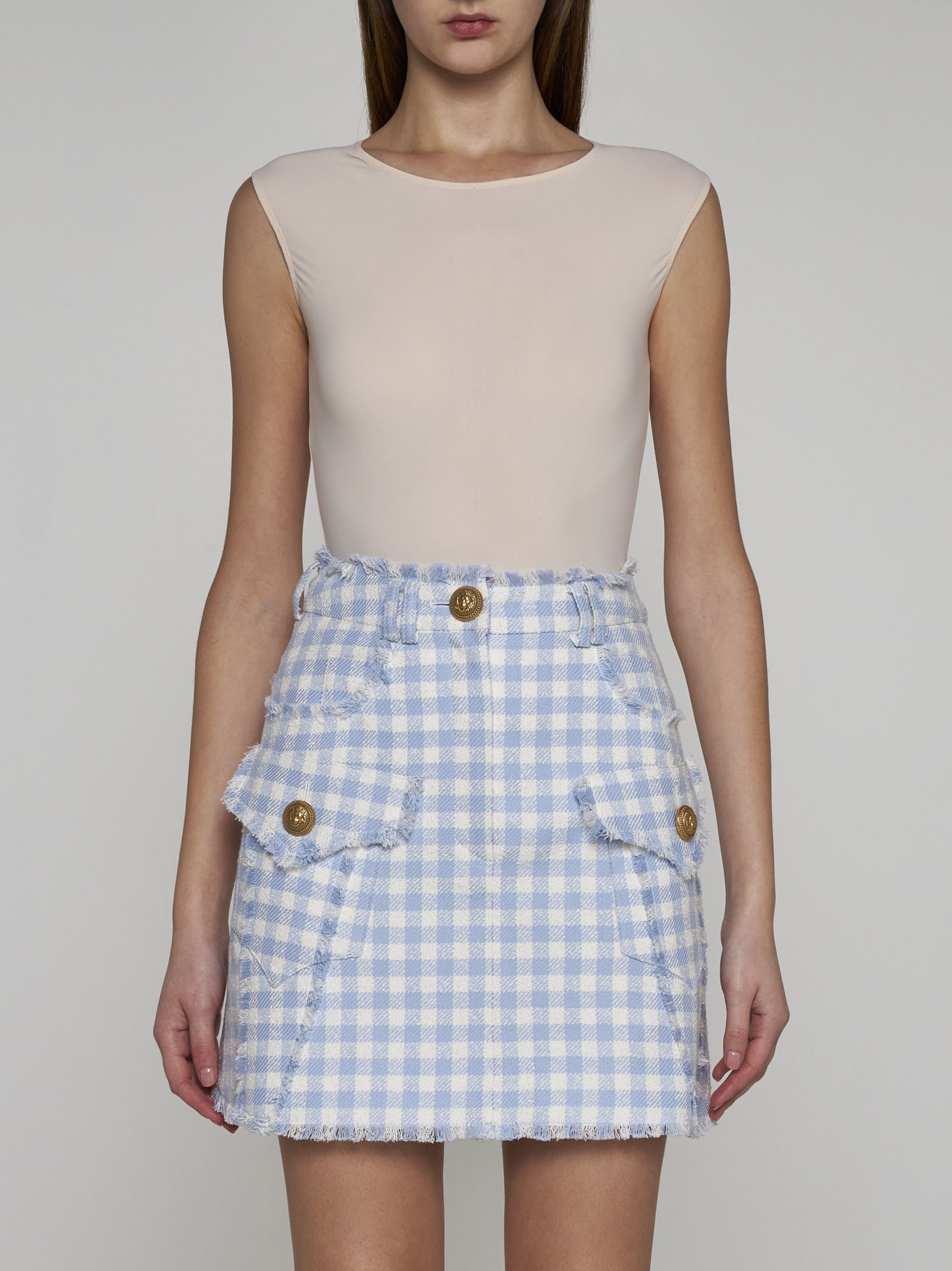 Vichy tweed miniskirt - 3