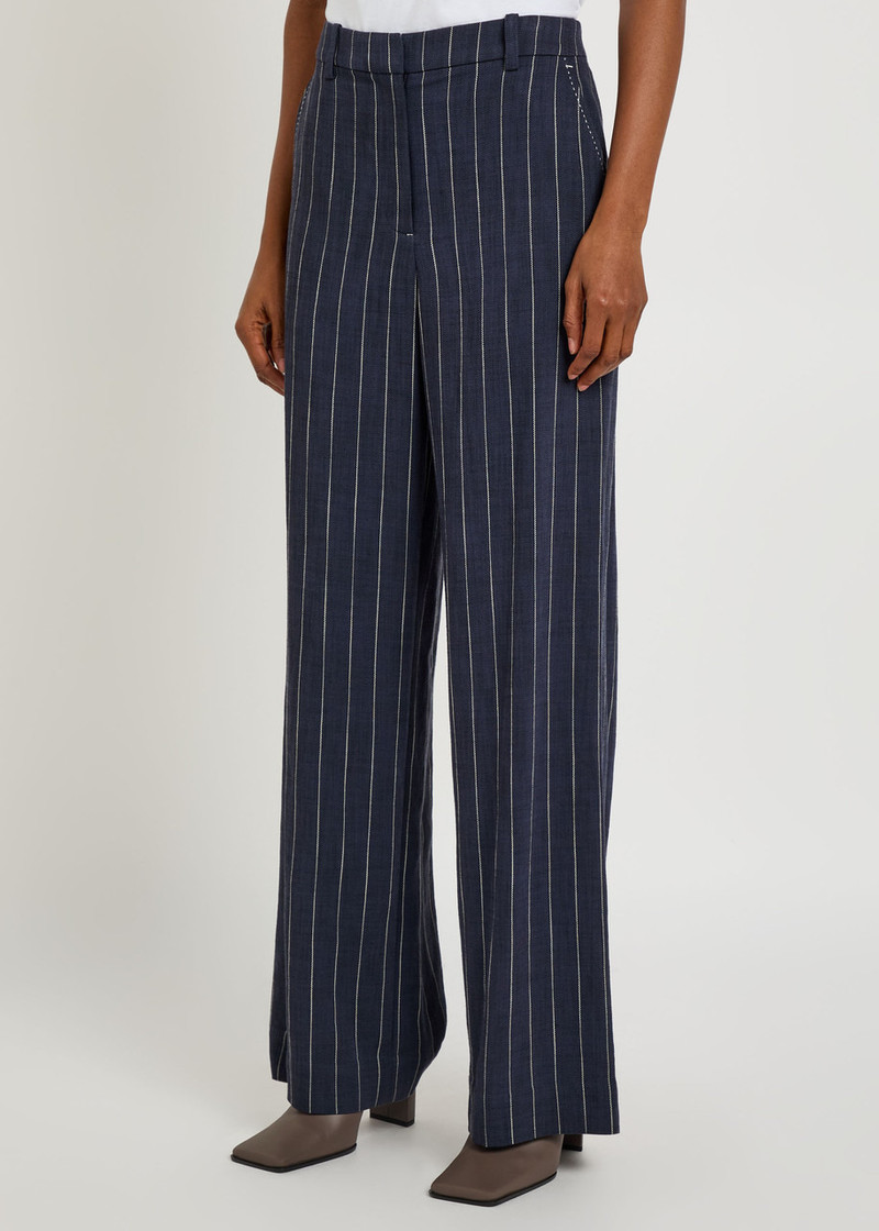 SIMKHAI Simkhai Tavar Pinstripe Straight-leg Canvas Trousers outlook