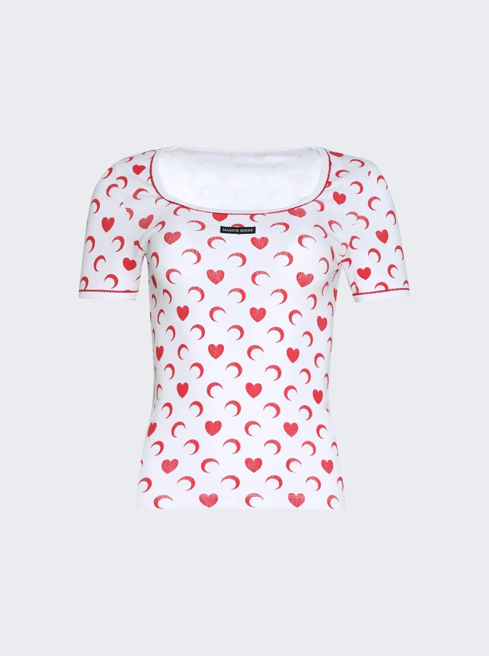 Moon Heart Squareneck Tee White And Red - 1