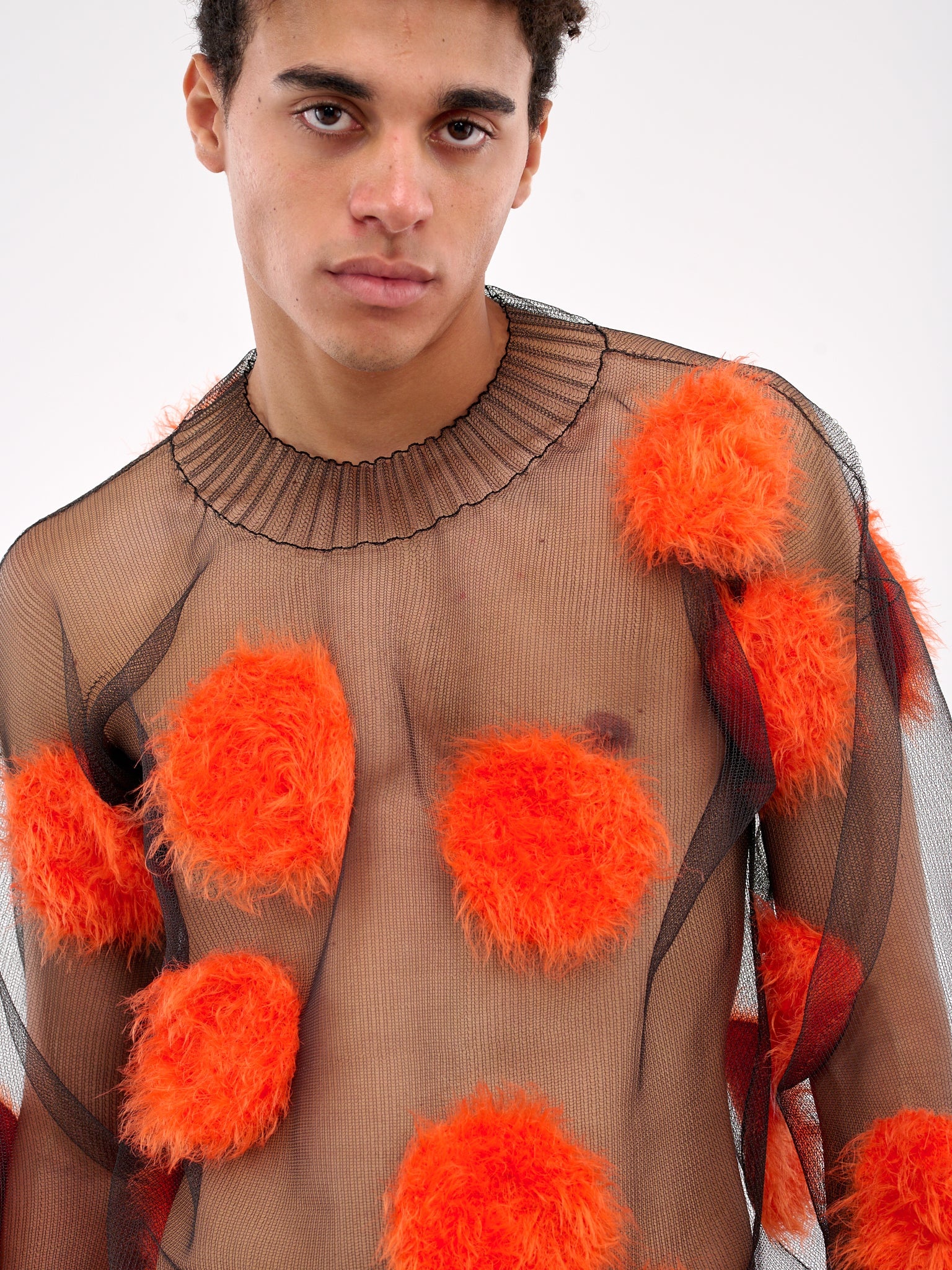 Sheer Hairy Polka Dot Sweater - 4